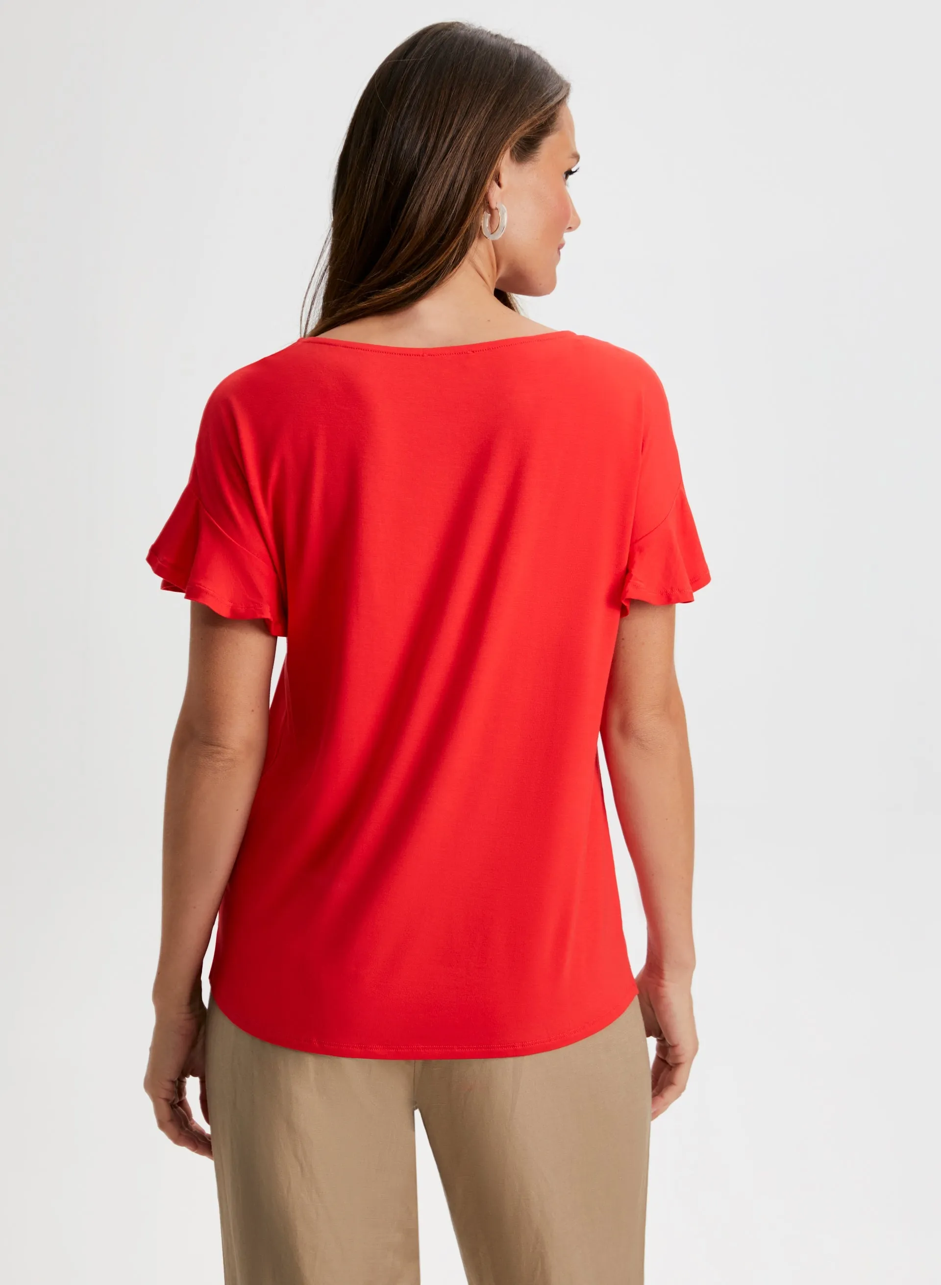 Floral Appliqué Ruffle Sleeve Tee sold by Laura product image thumbnail 4