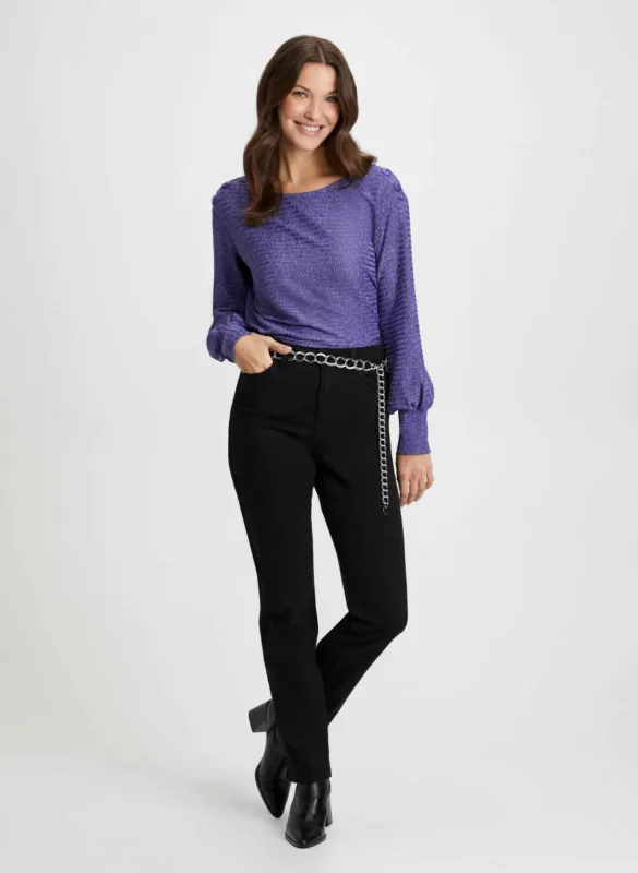 Button Detail Top & Straight Leg Jeans made by Laura