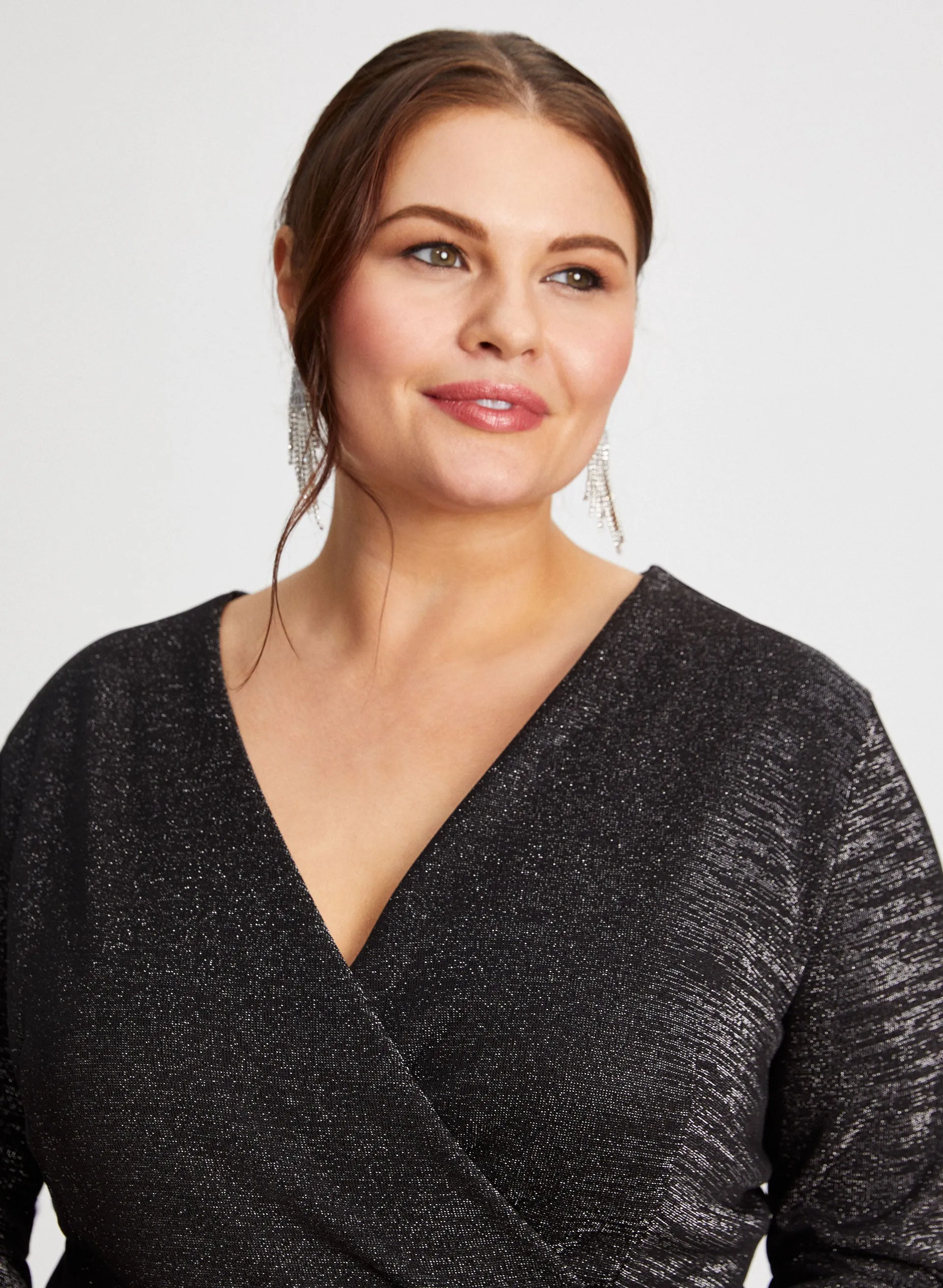 Shimmer Detail Wrap-Style Dress sold by Laura product image thumbnail 5