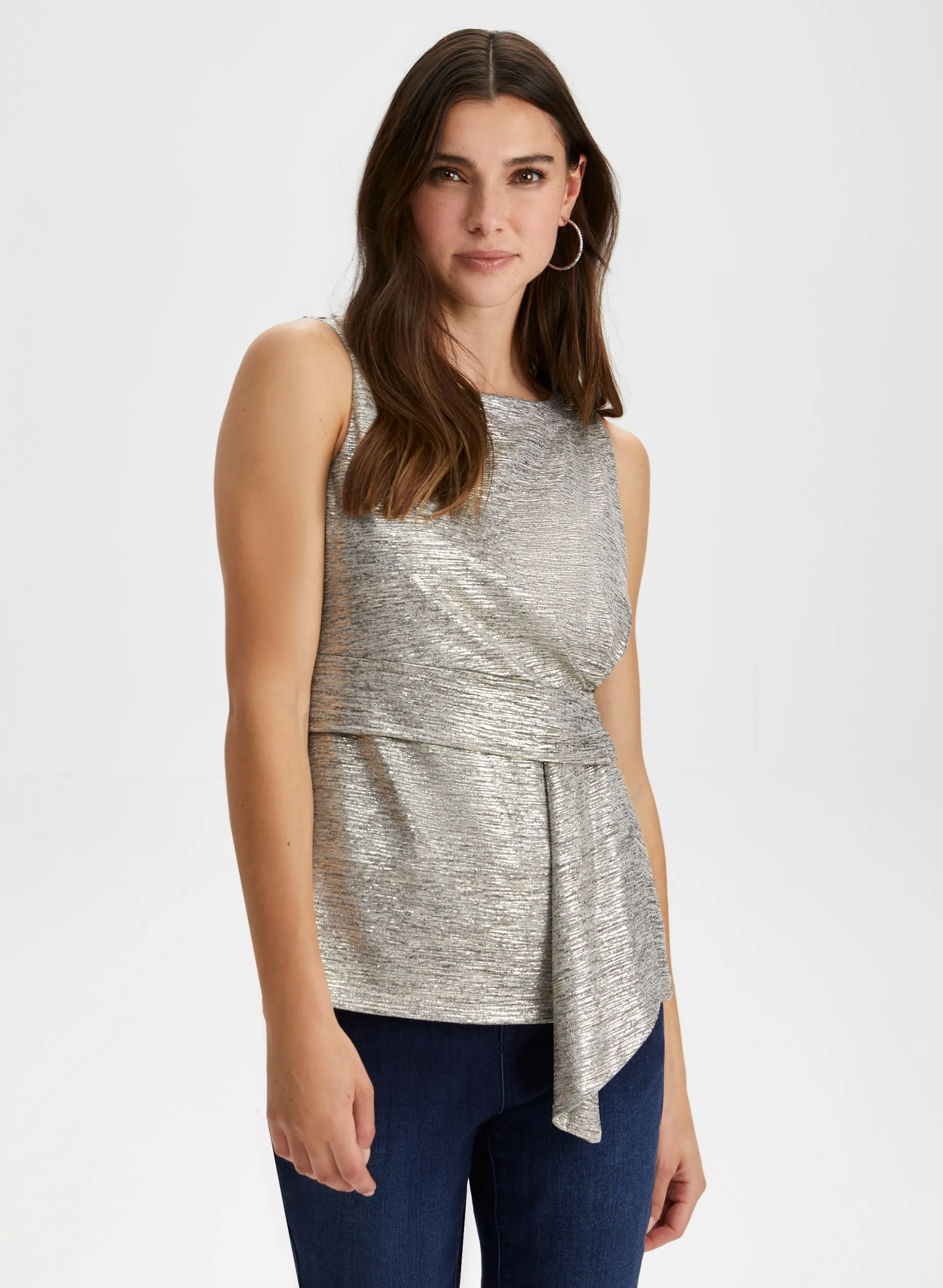 Metallic Foil Print Sleeveless Top sold by Laura