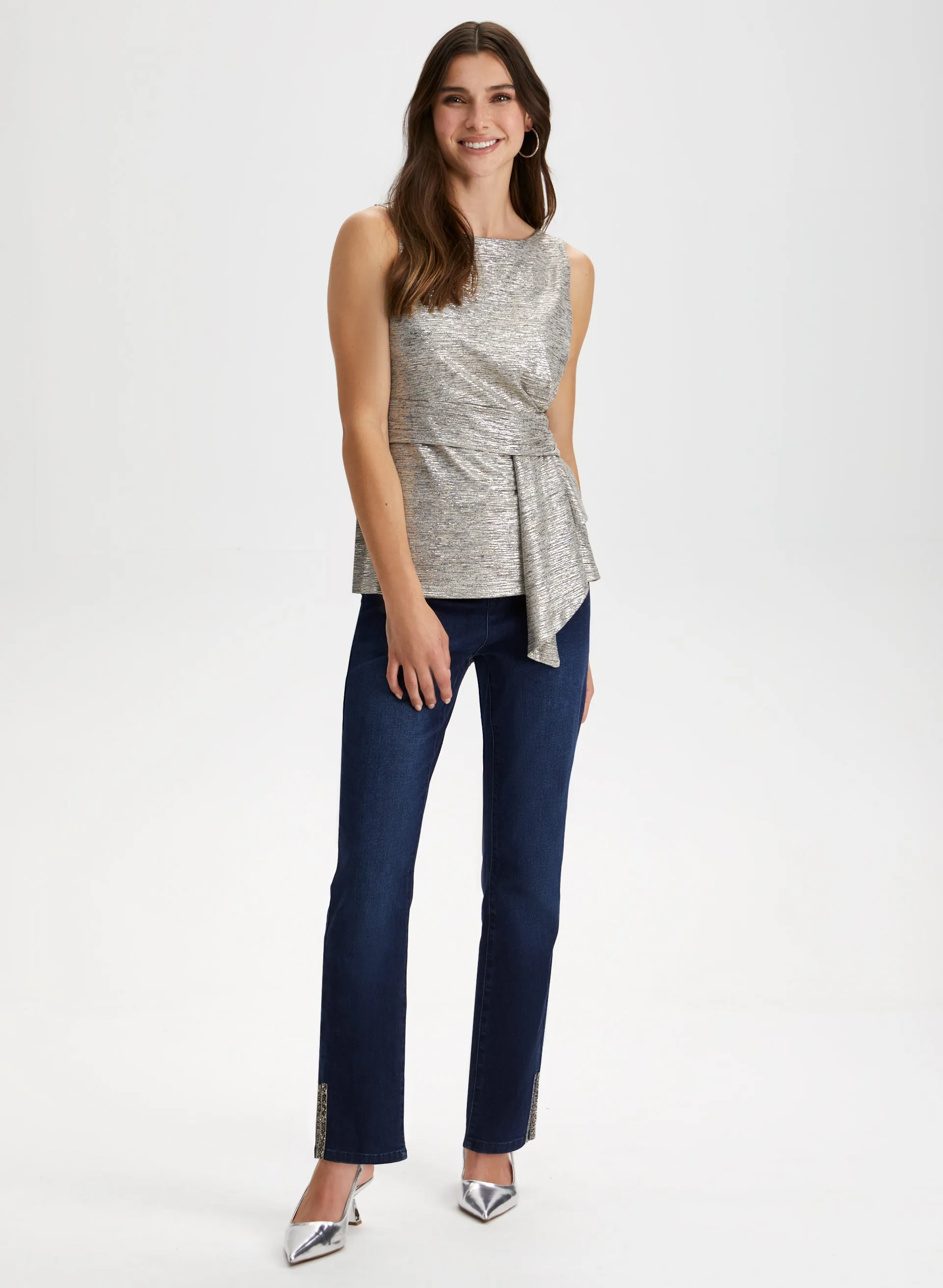 Metallic Foil Print Sleeveless Top sold by Laura product image thumbnail 3