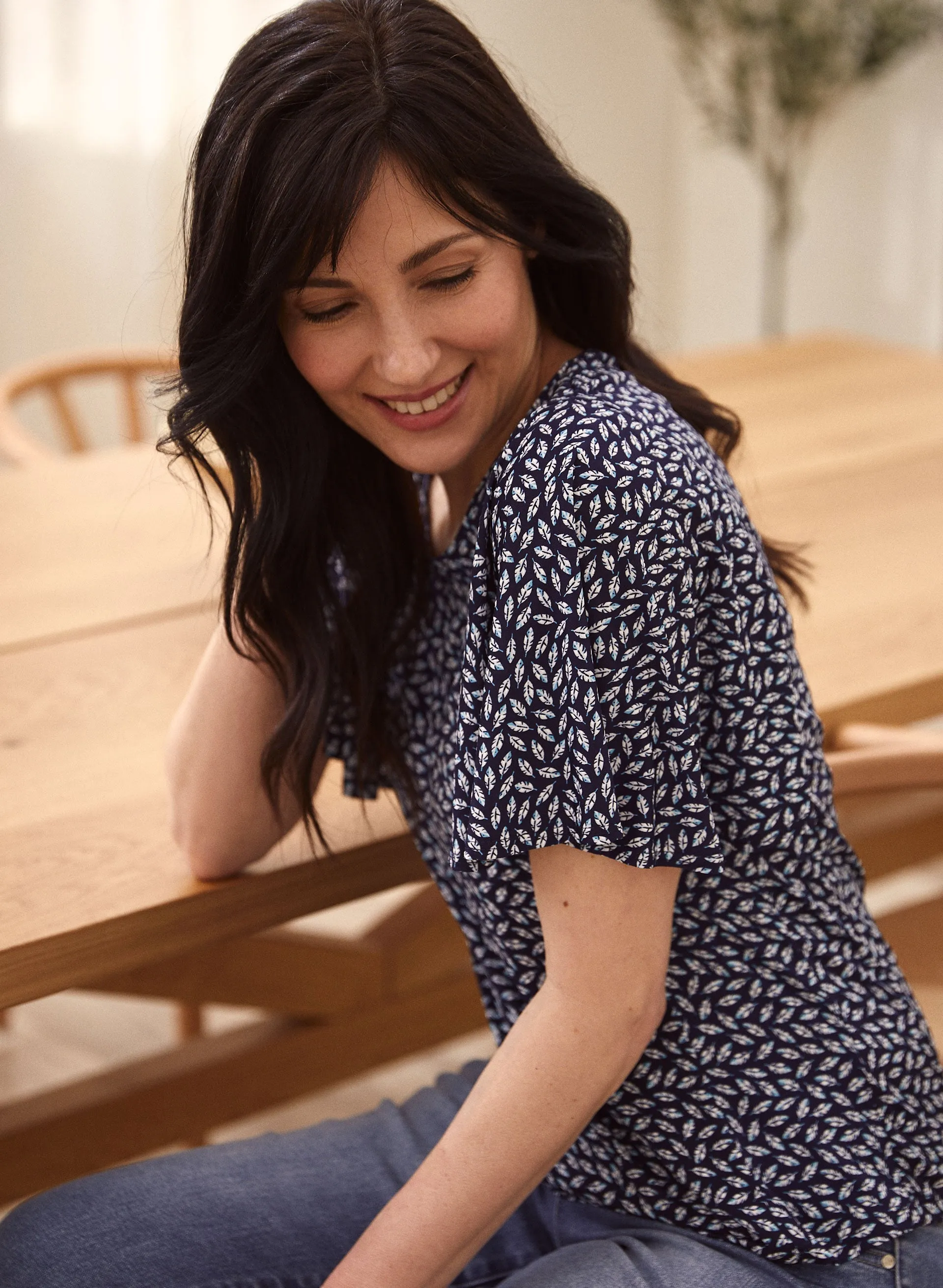 Flutter Sleeve Leaf Print Top sold by Laura product image thumbnail 4