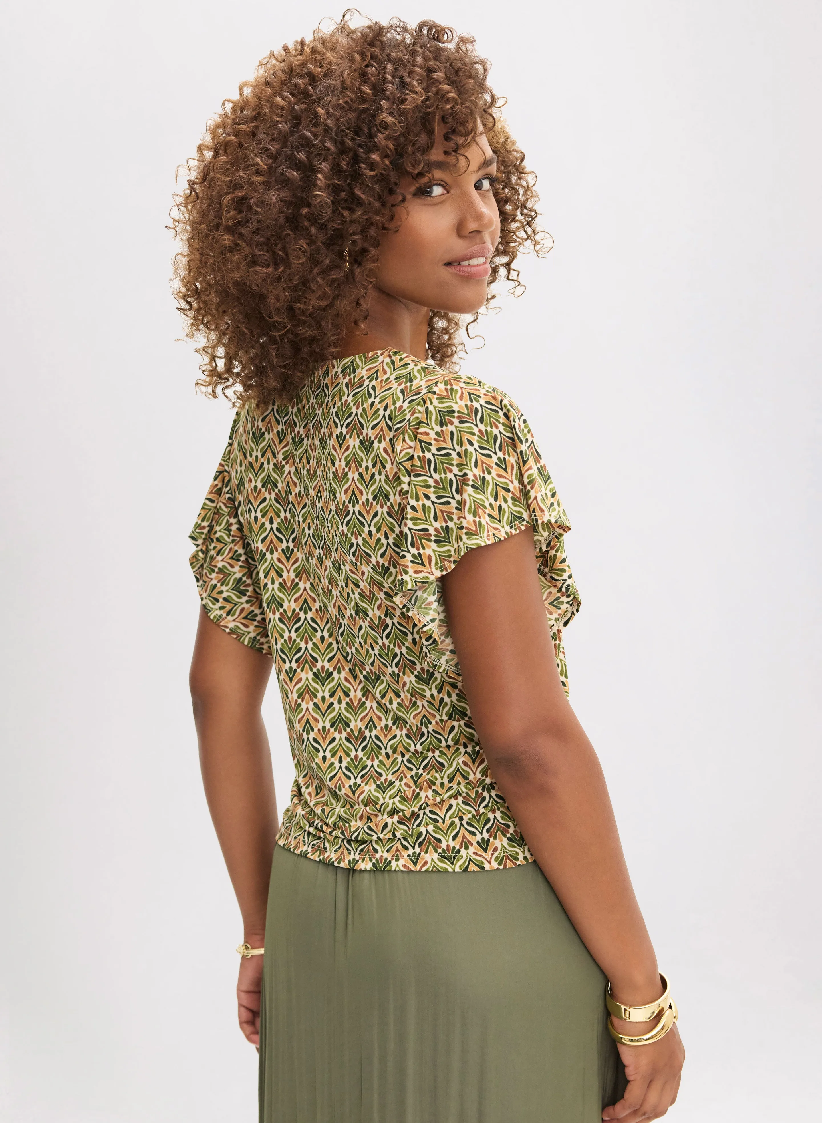 Geometric Print Ruffle Sleeve Top sold by Laura product image thumbnail 4