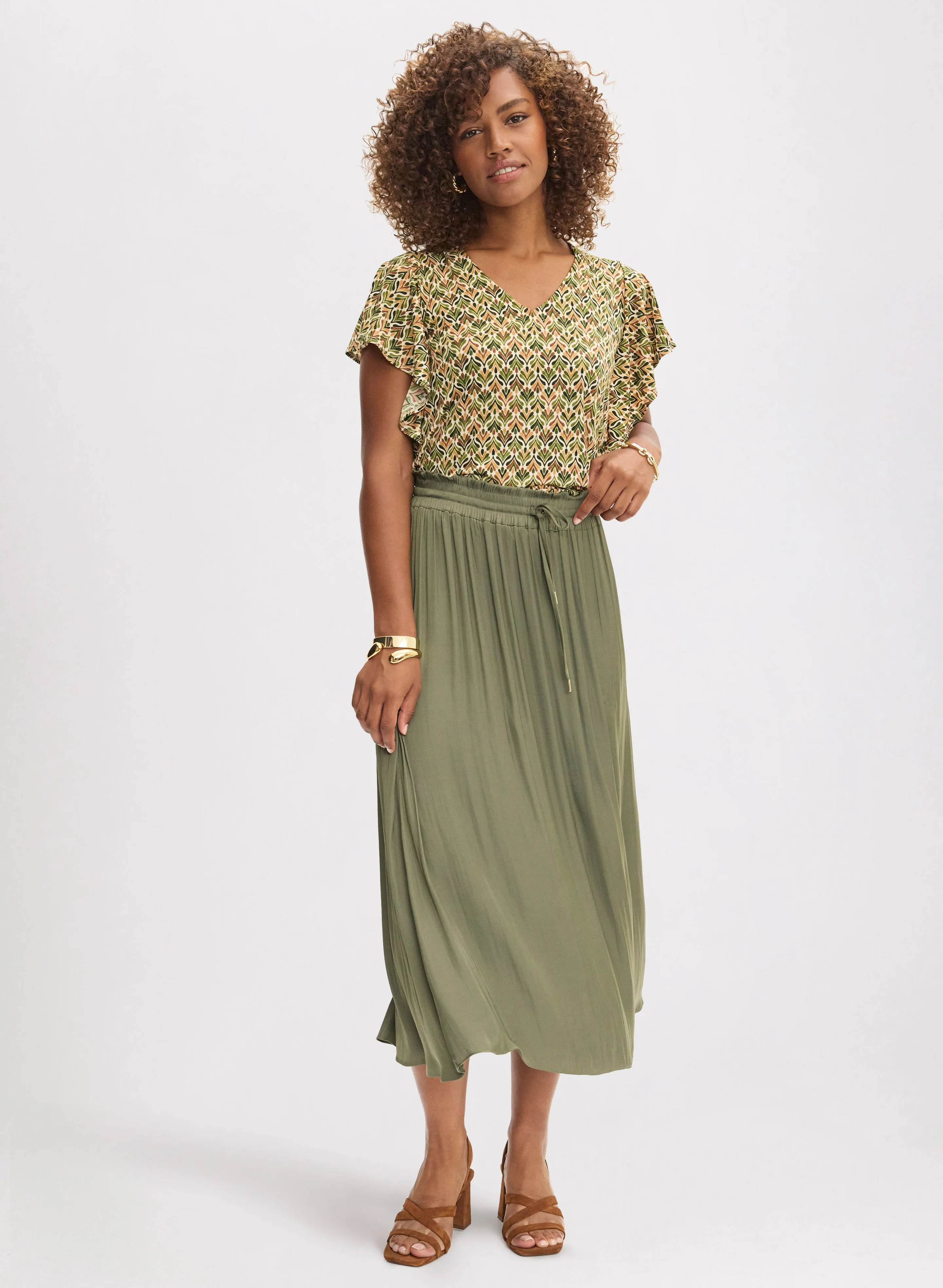 Geometric Print Ruffle Sleeve Top sold by Laura product image thumbnail 3