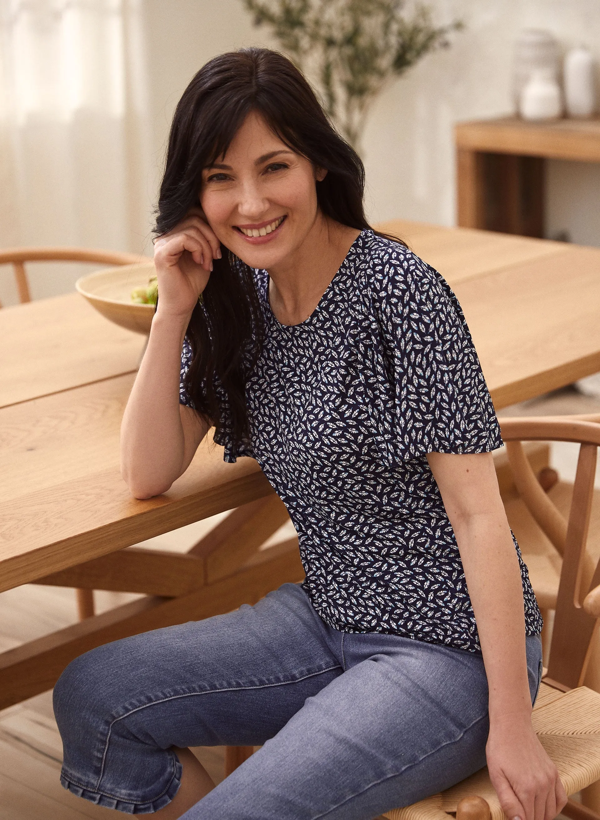 Flutter Sleeve Leaf Print Top sold by Laura product image thumbnail 2