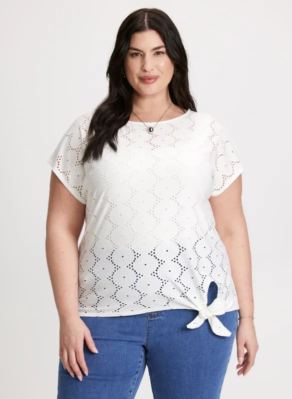 Tie-Front Eyelet Top sold by Laura
