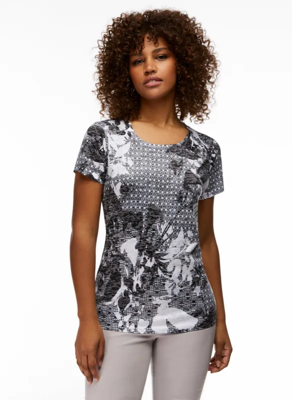 Vex - Geometric & Floral Print Tee sold by Laura
