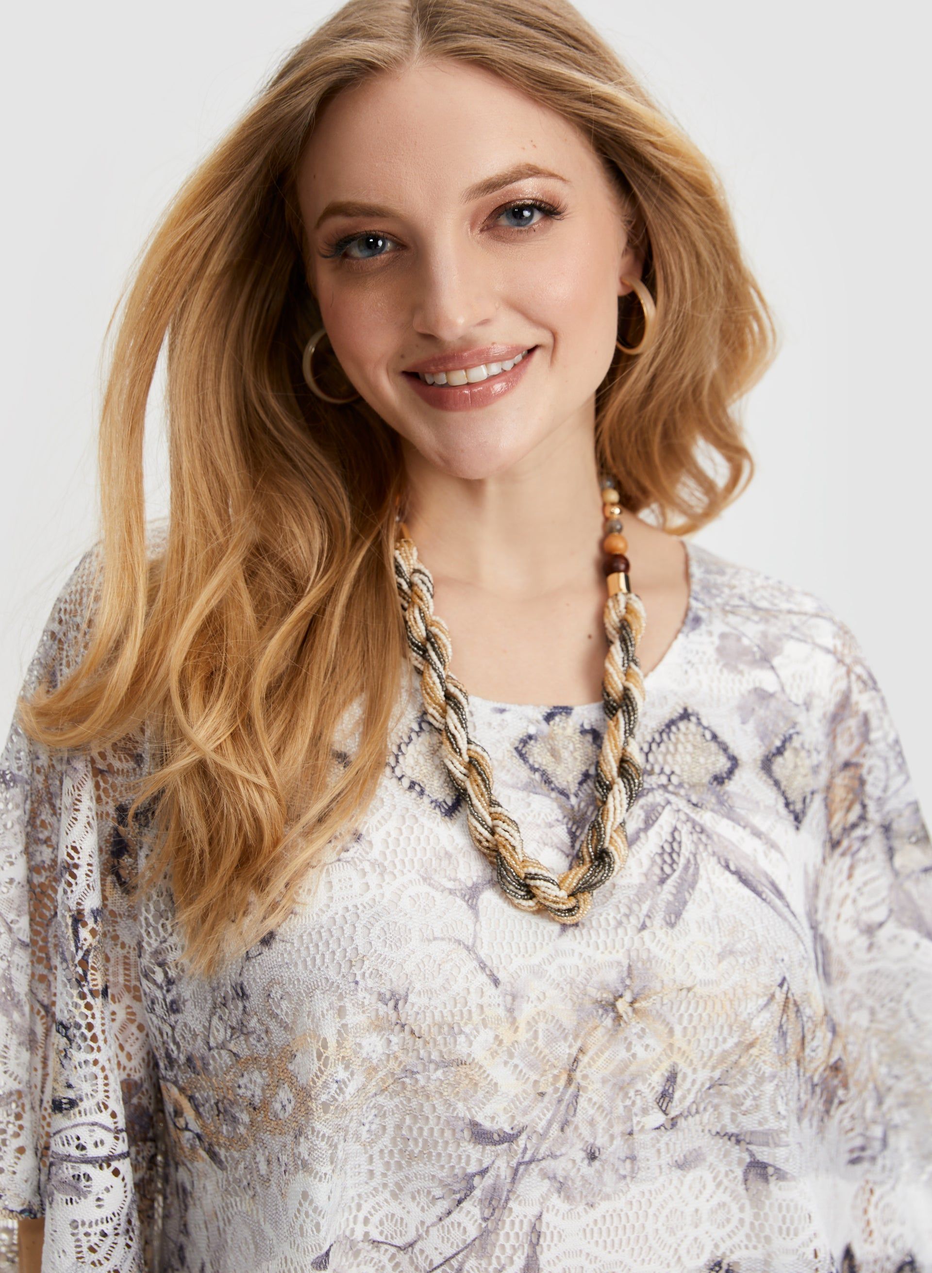 Geometric Print Lace Poncho Top sold by Laura product image thumbnail 3