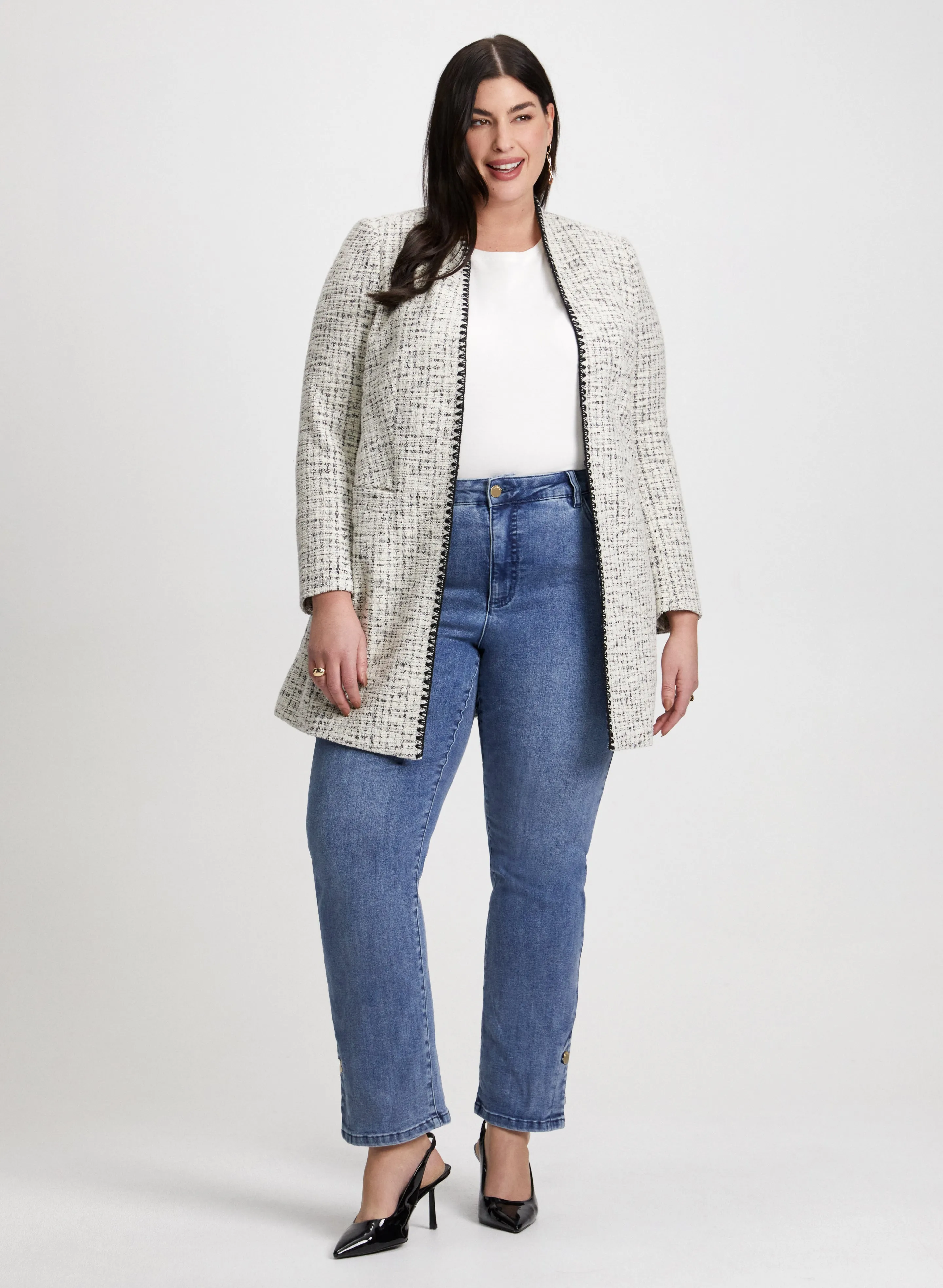 Bouclé Jacket & Straight Leg Jeans sold by Laura