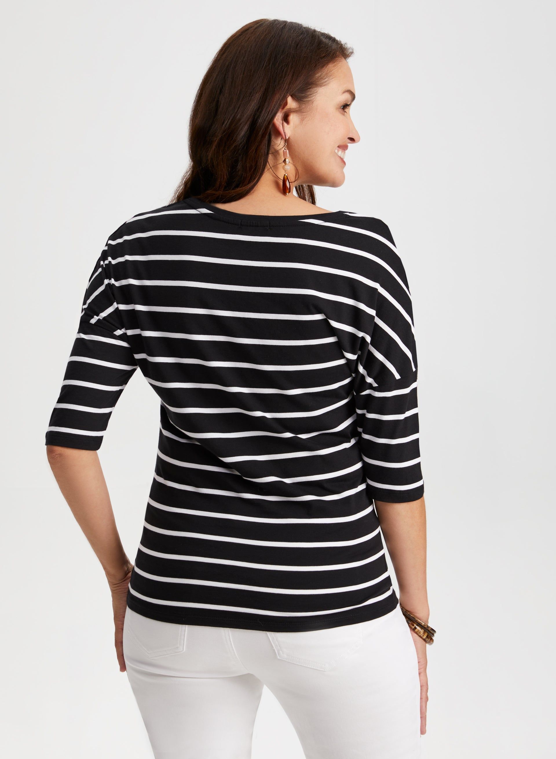 Stripe Print 3/4 Sleeve Tee sold by Laura product image thumbnail 2