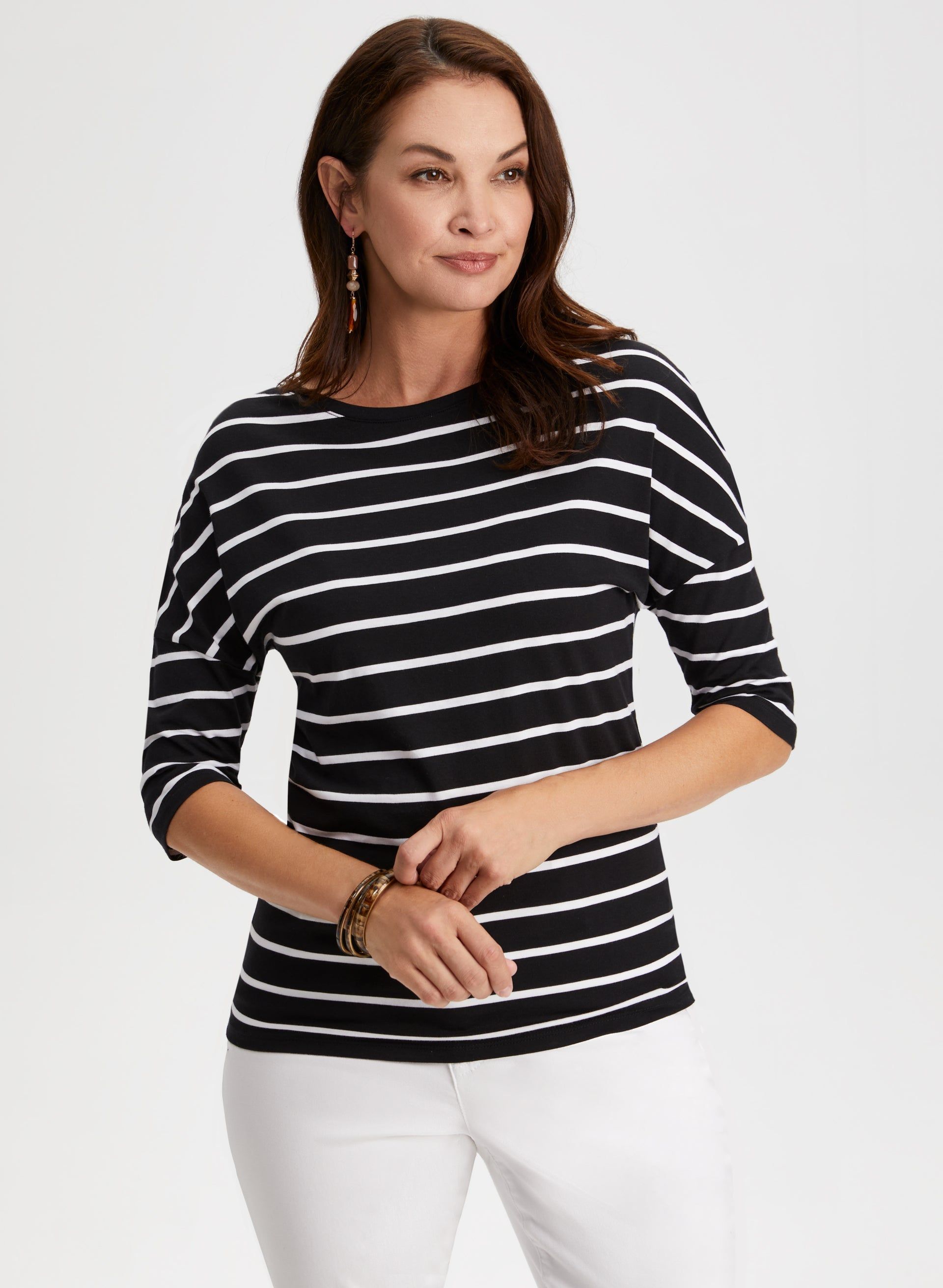 Stripe Print 3/4 Sleeve Tee sold by Laura product image thumbnail 5