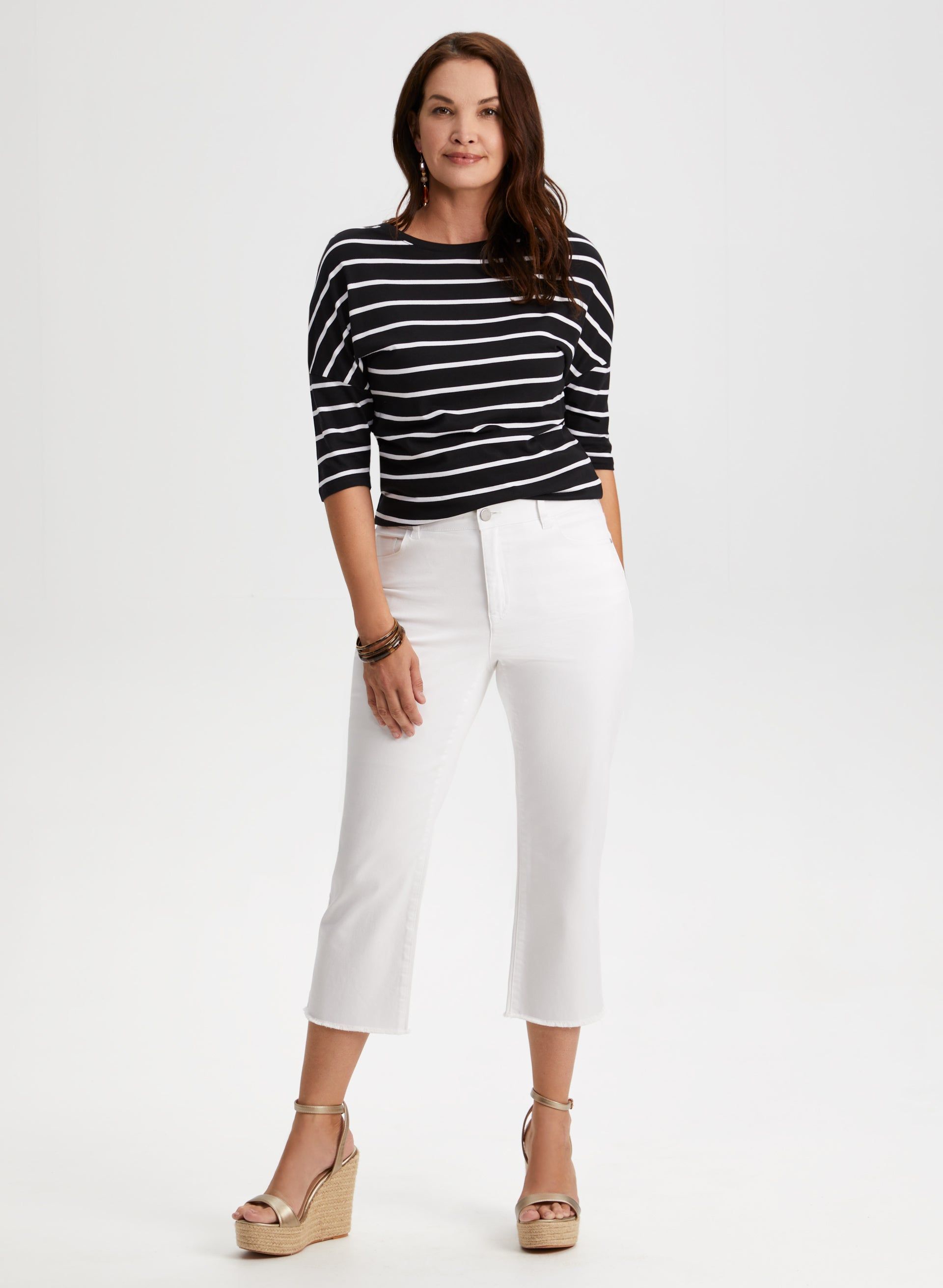 Stripe Print 3/4 Sleeve Tee sold by Laura product image thumbnail 4