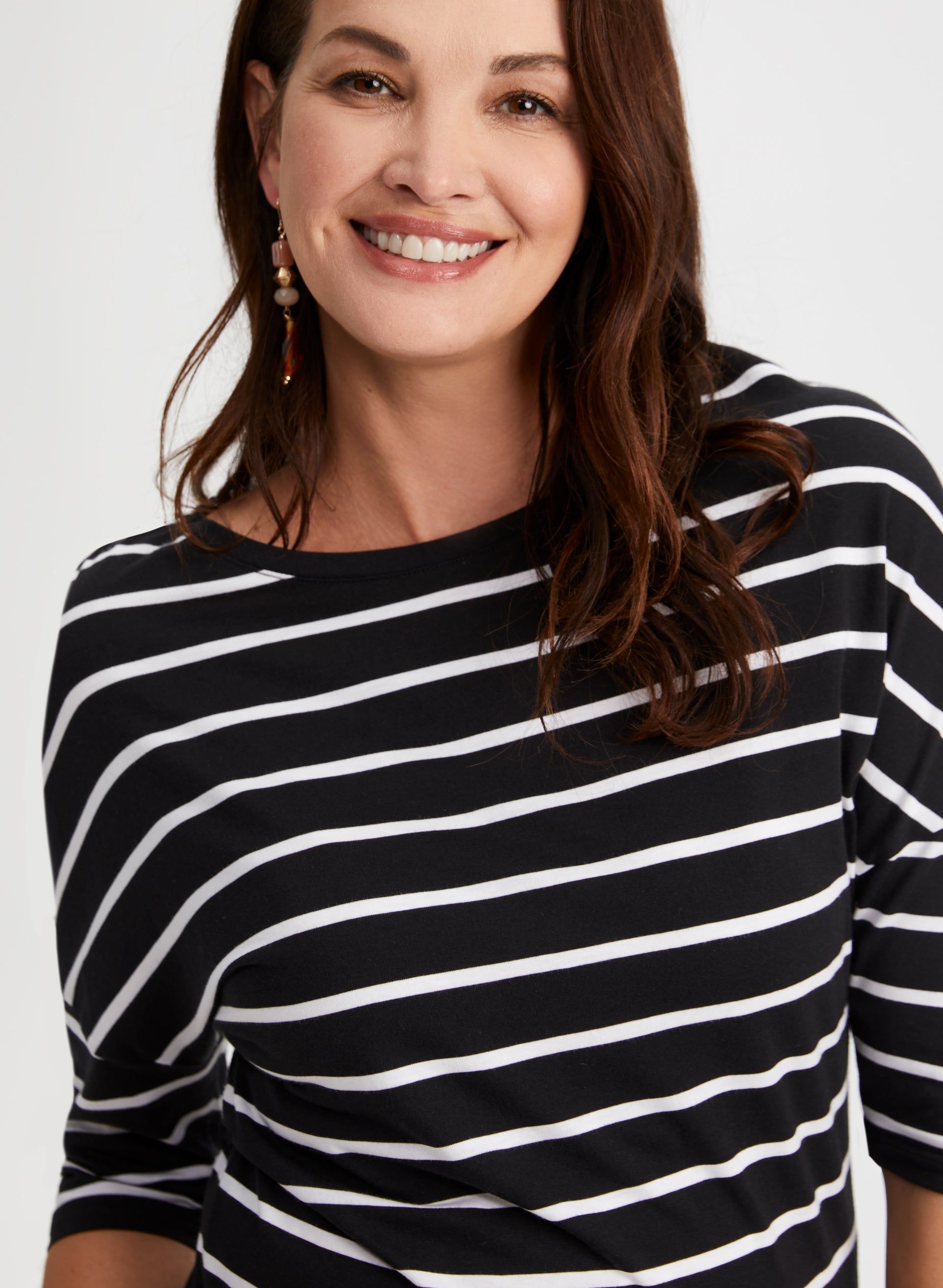 Stripe Print 3/4 Sleeve Tee sold by Laura product image thumbnail 3