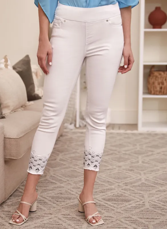 Embroidered Pull-On Denim Capris sold by Laura