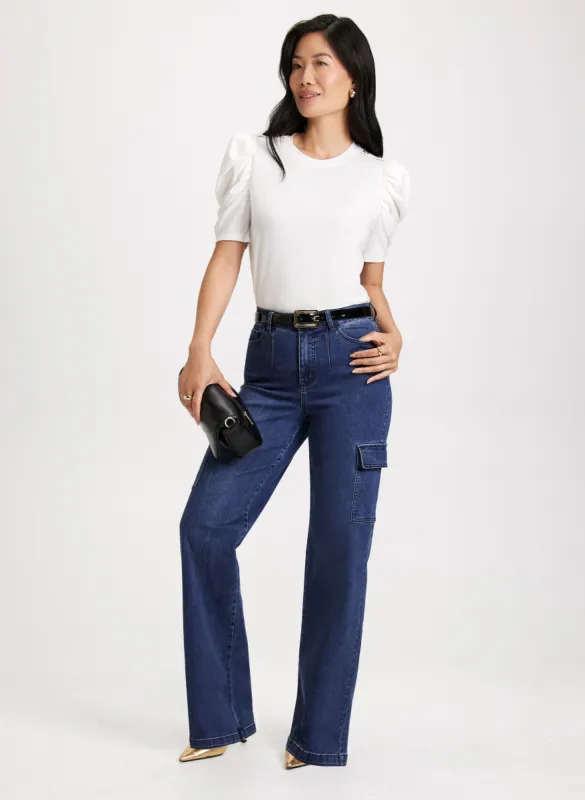 Puff Sleeve Top & Cargo Jeans sold by Laura