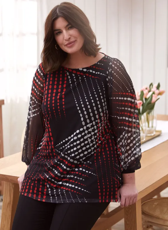 Abstract Print Puff Sleeve Top sold by Laura