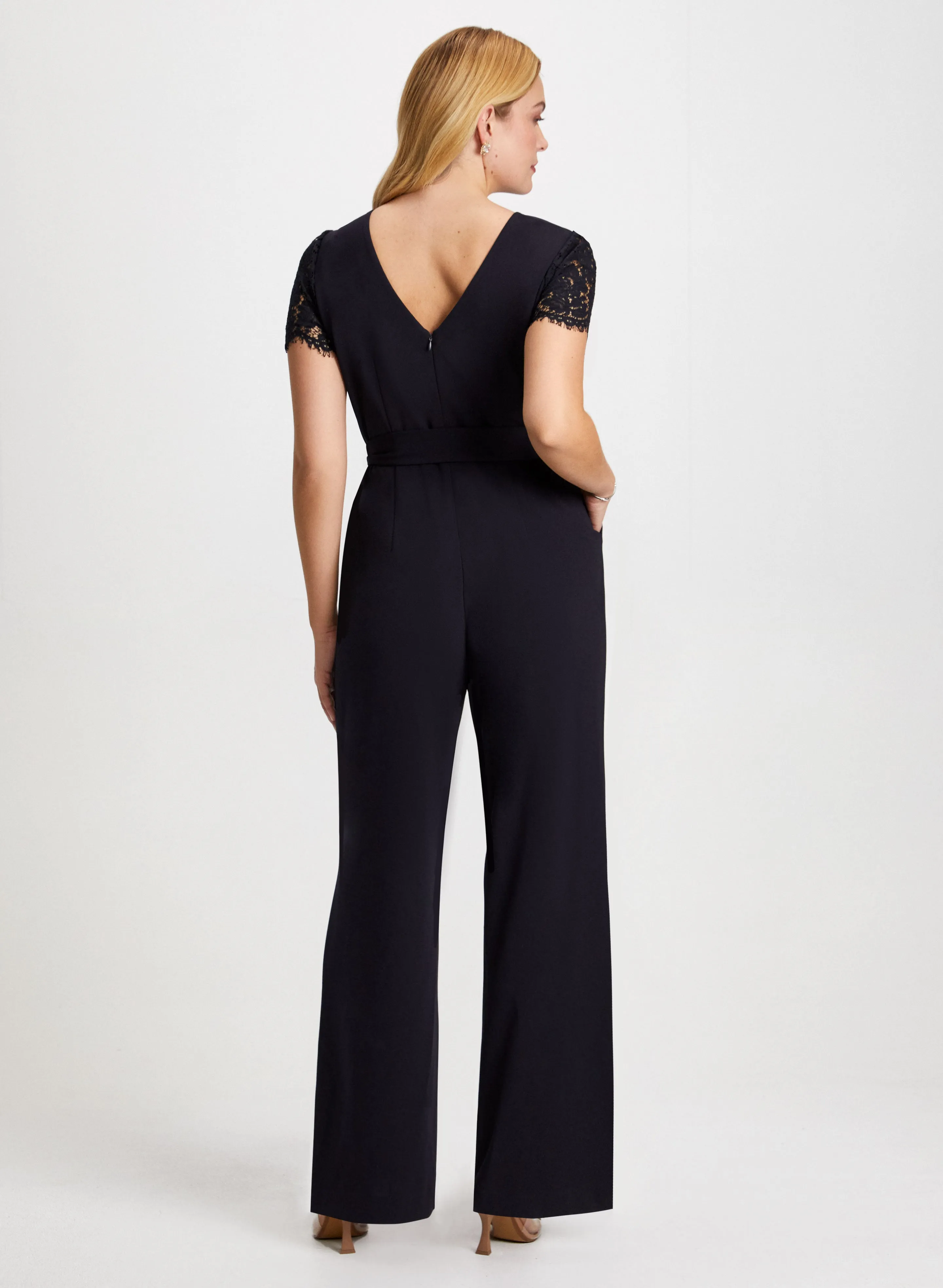 Lace Sleeve Belted Jumpsuit sold by Laura product image thumbnail 2