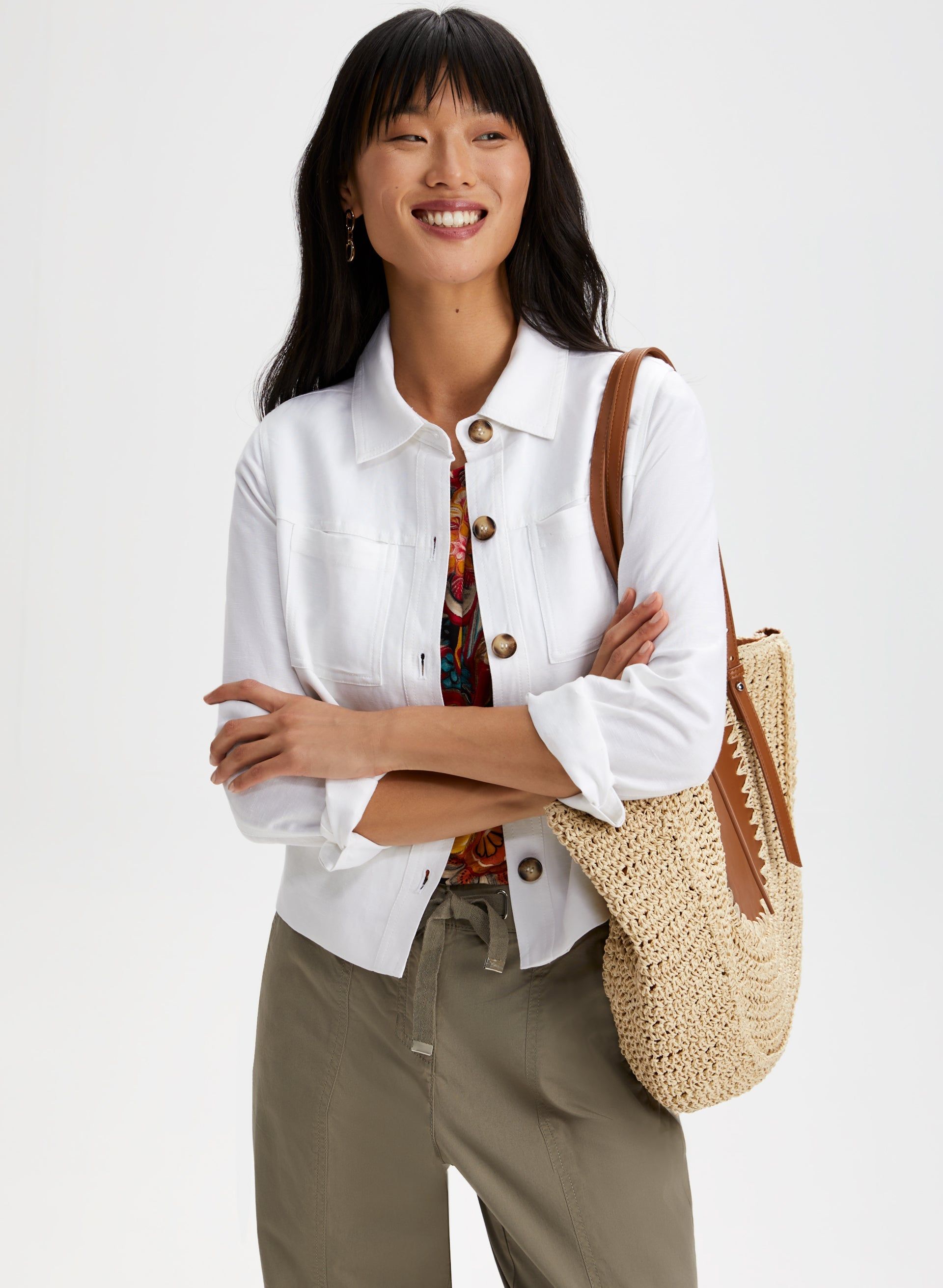 Linen-Blend Short Jacket sold by Laura