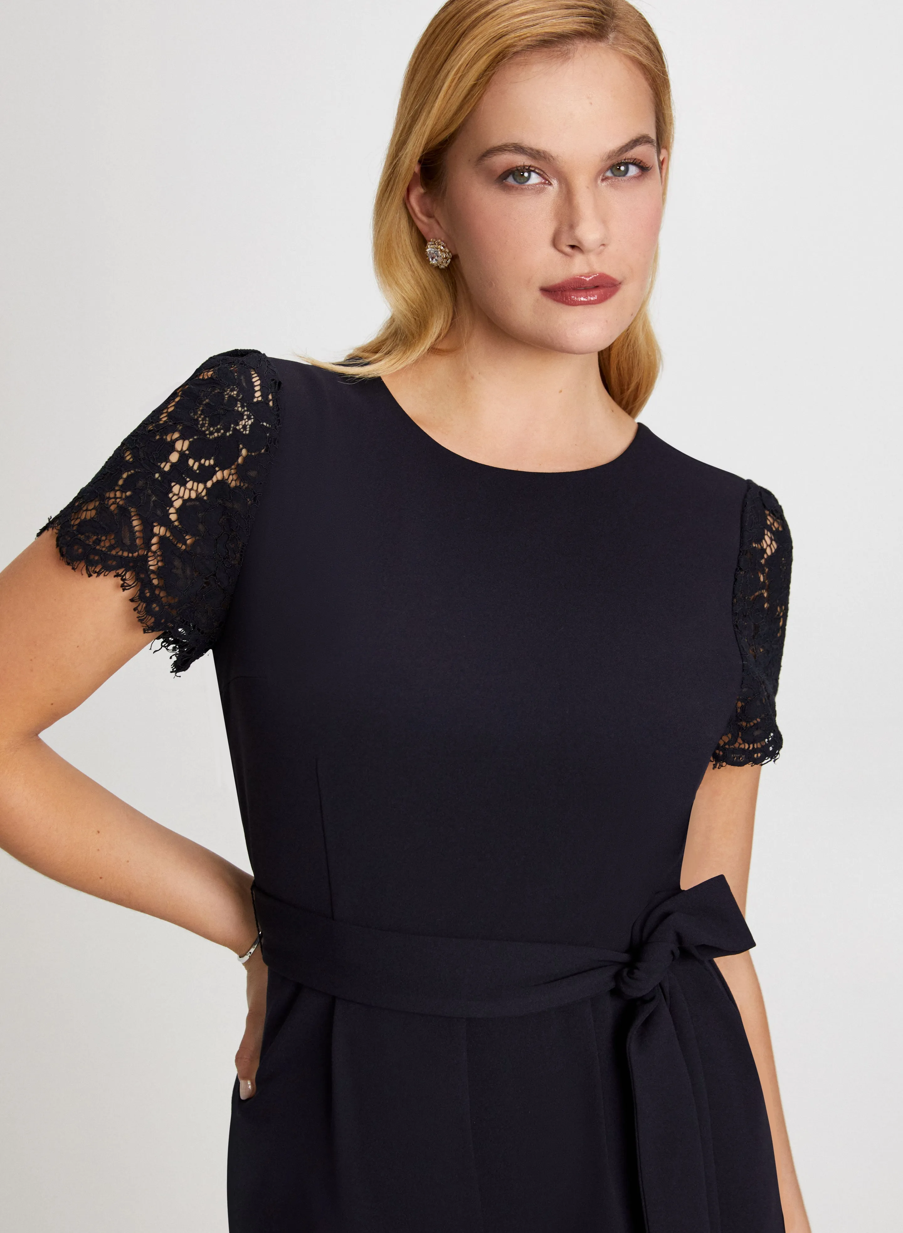 Lace Sleeve Belted Jumpsuit sold by Laura product image thumbnail 4