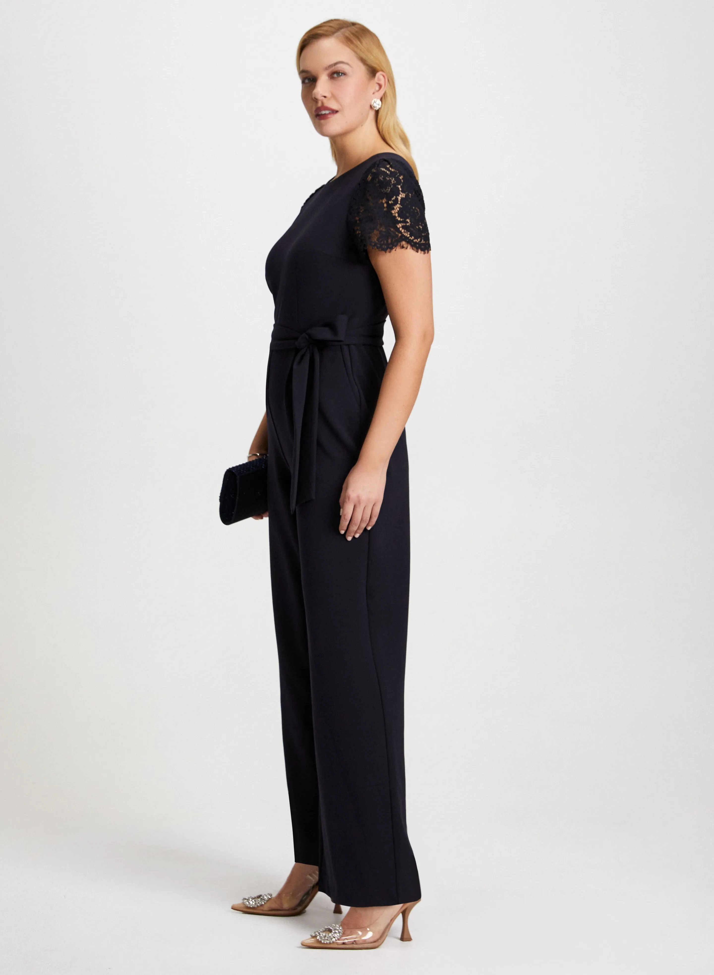 Lace Sleeve Belted Jumpsuit sold by Laura product image thumbnail 3