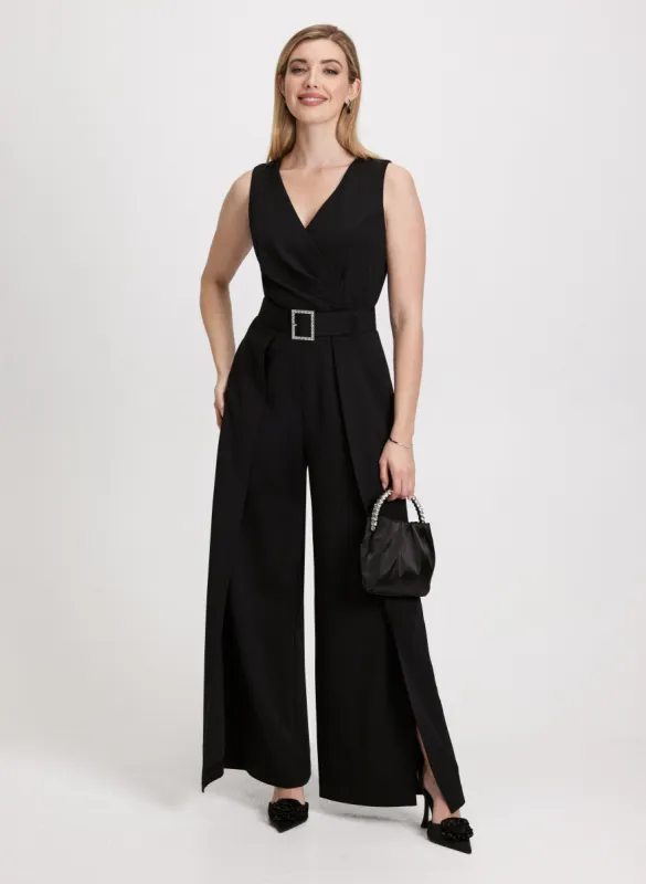 Crepe Belted Sleeveless Jumpsuit sold by Laura
