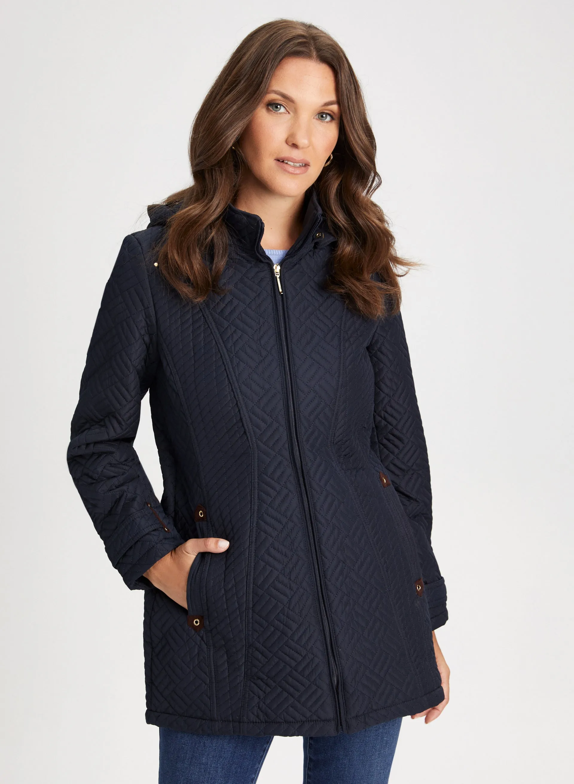 Geometric Quilted Coat sold by Laura