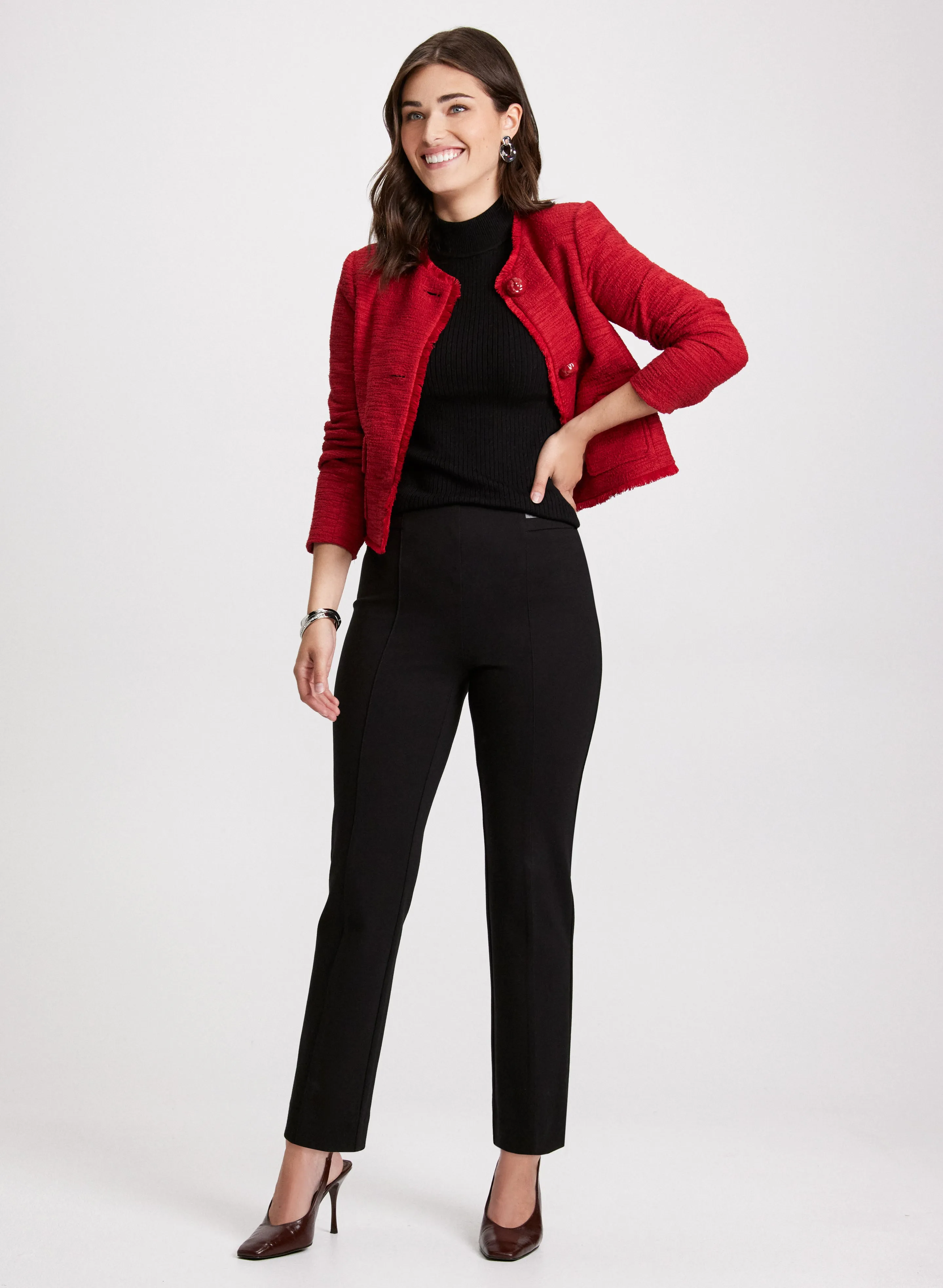 Sofia Vegan Leather Trim Straight-Leg Pants - Regular sold by Laura product image thumbnail 3