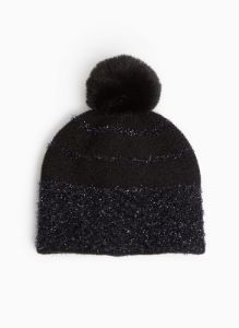 Metallic Detail Pompom Hat sold by Laura