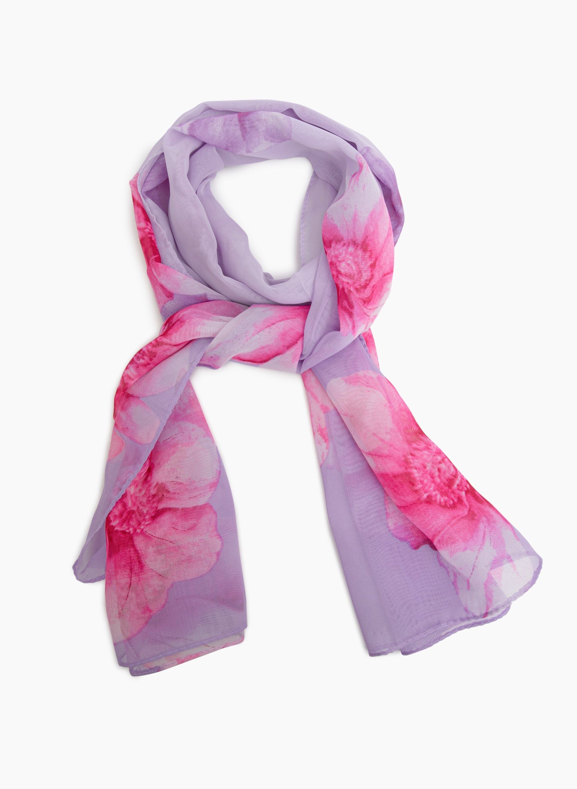Floral Motif Gradient Chiffon Scarf sold by Laura