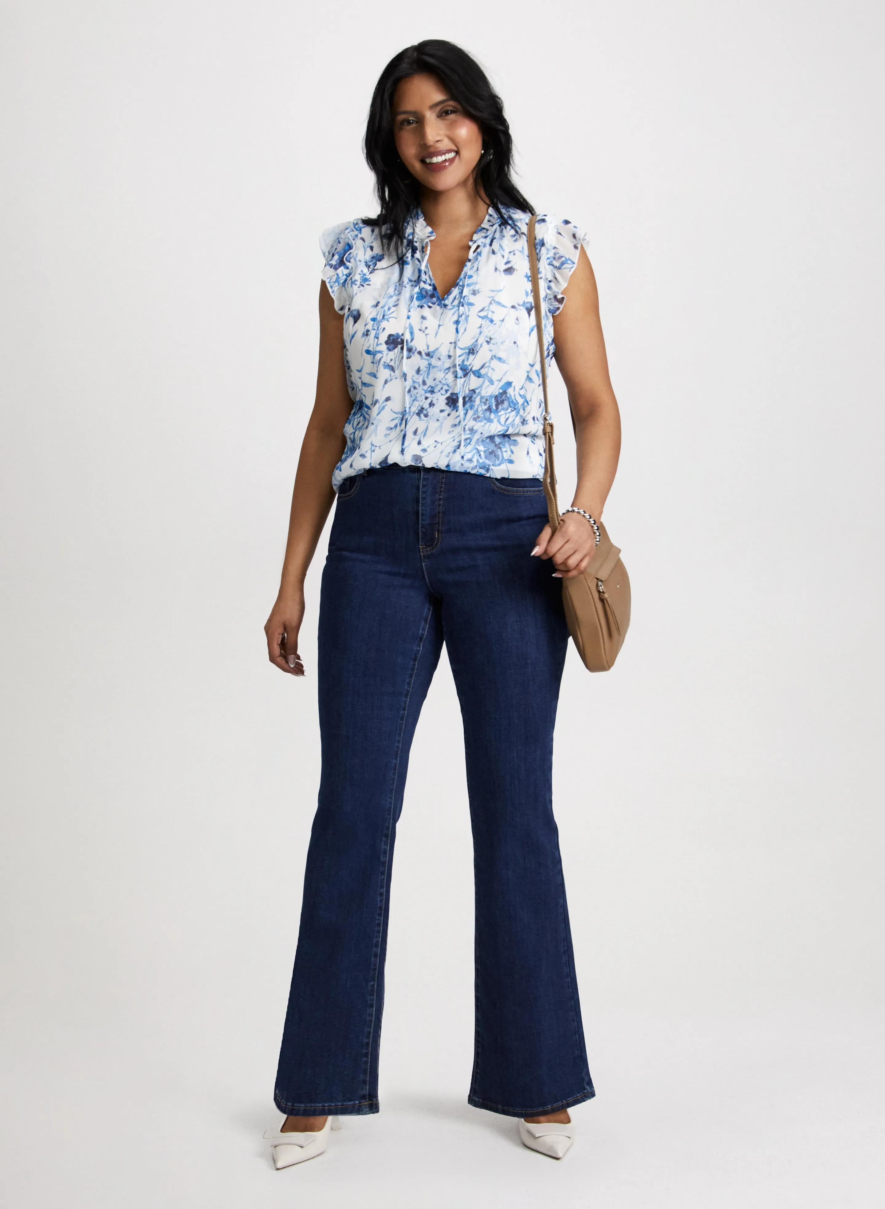 Floral Print Sleeveless Blouse & Bootcut Jeans sold by Laura