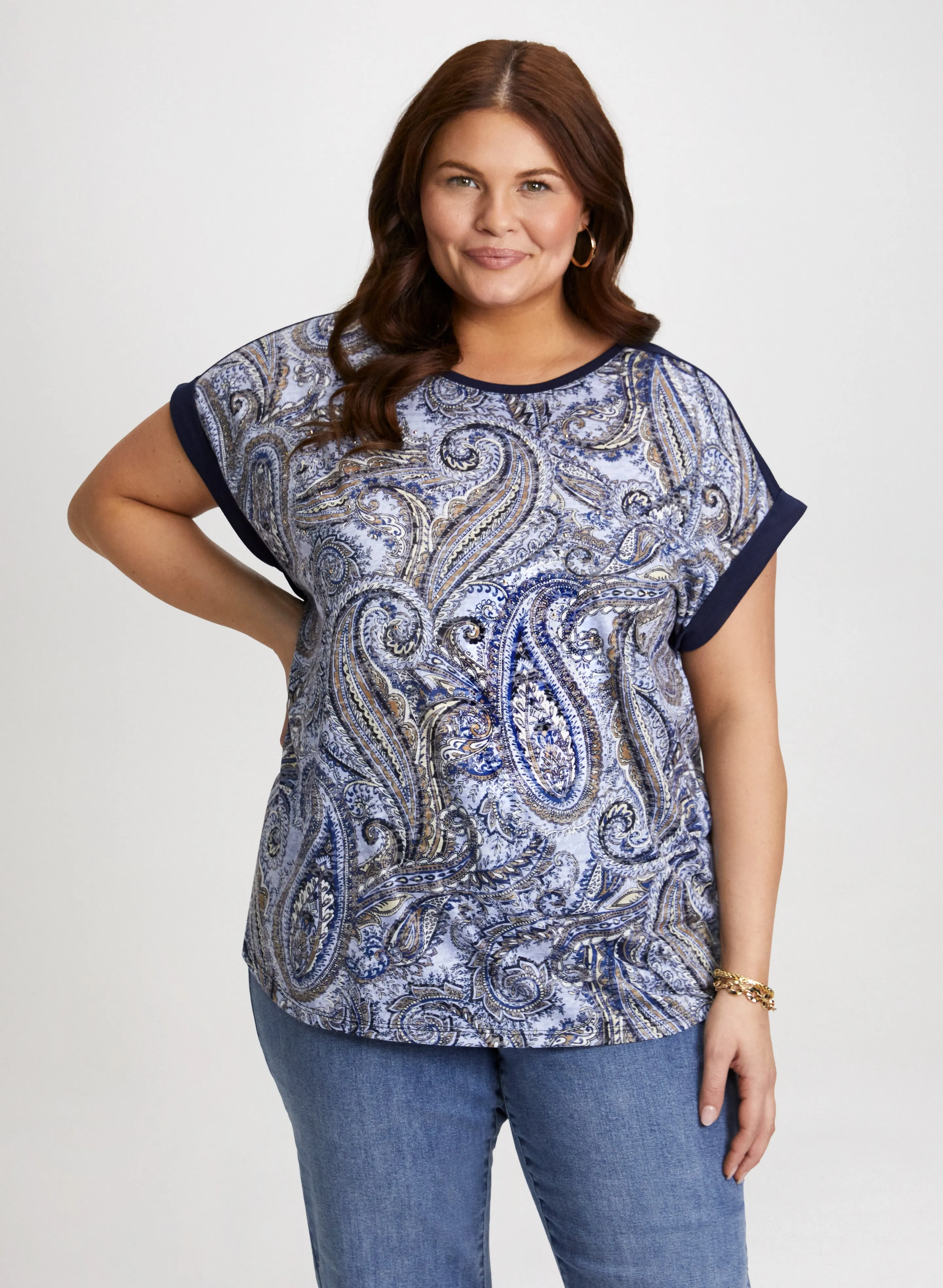 Cap Sleeve Paisley T-Shirt sold by Laura product image thumbnail 5