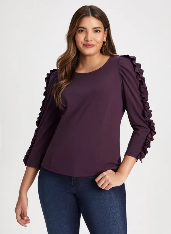 Voluminous Ruffle Sleeve Top sold by Laura
