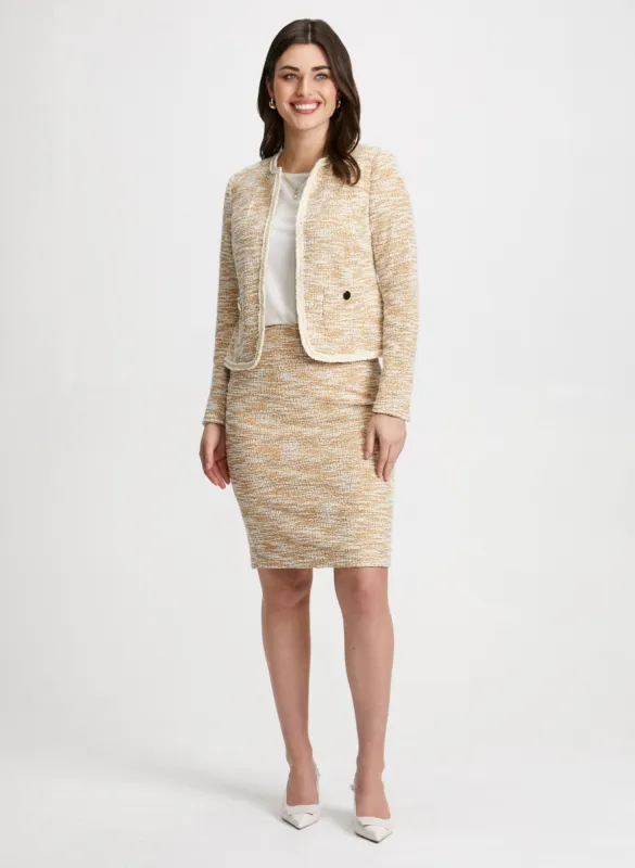 Collarless Bouclé Jacket & Bouclé Pencil Skirt sold by Laura