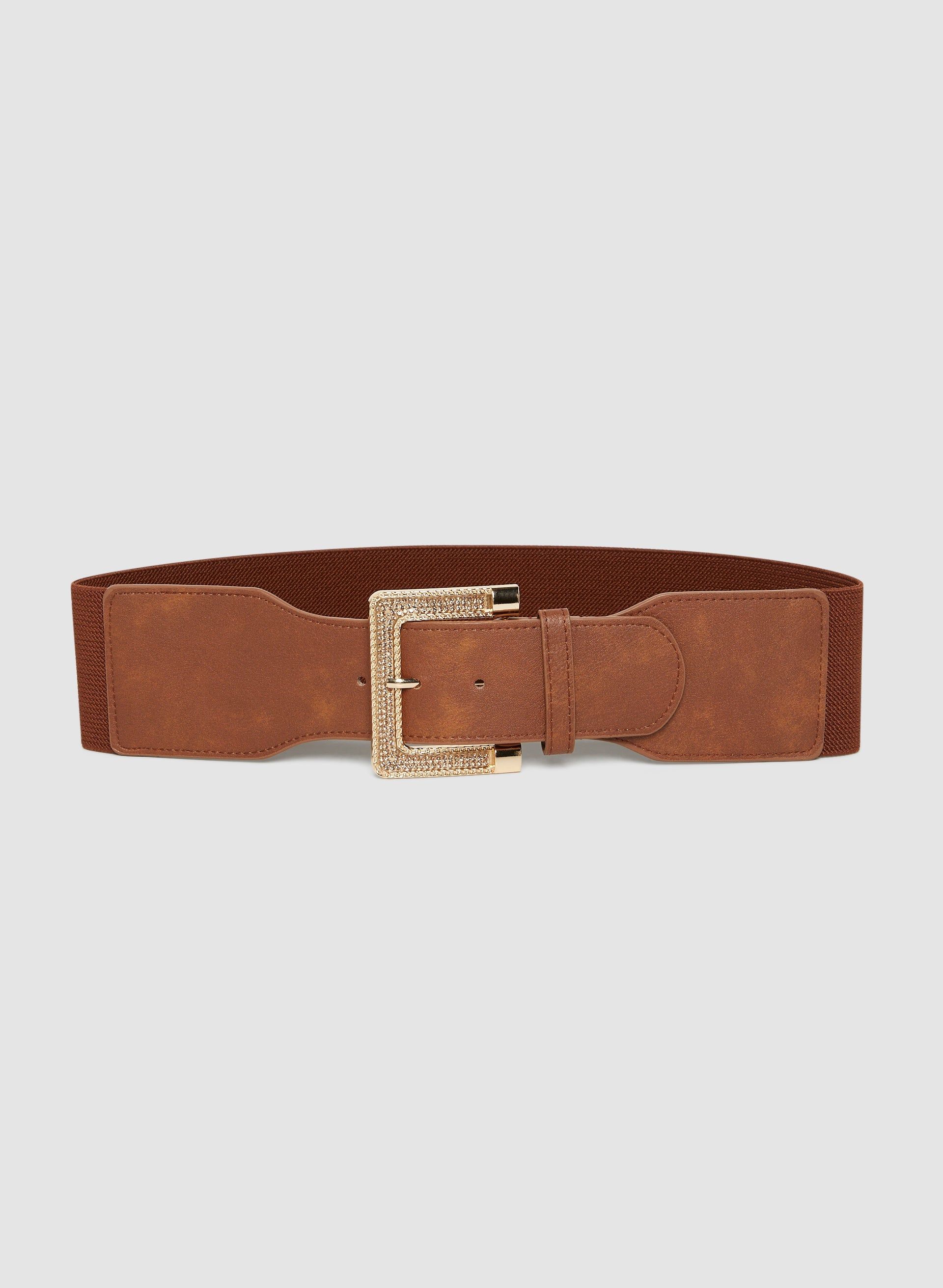 Wide Elastic Embellished Buckle Belt sold by Laura