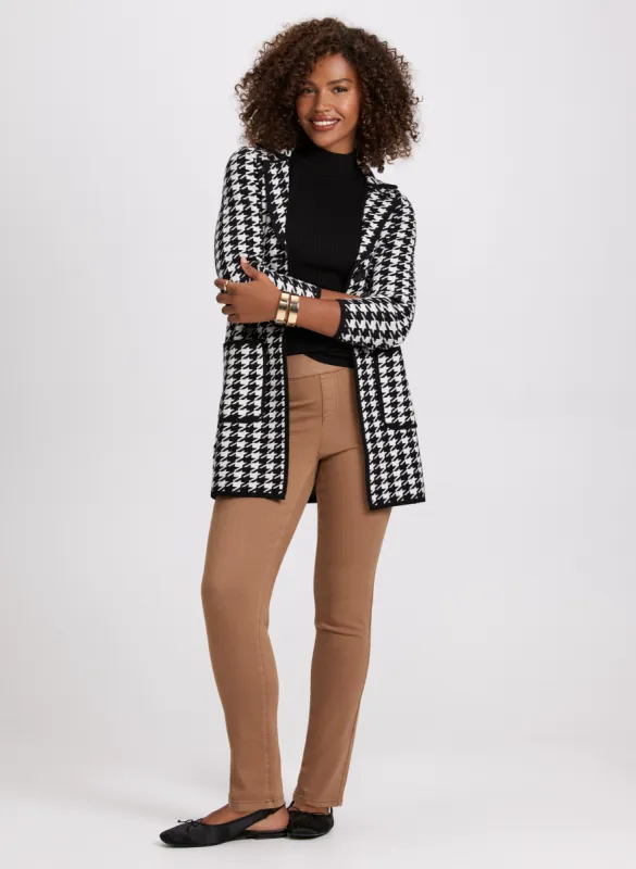 Houndstooth Print Cardigan & Straight Leg Jeans sold by Laura