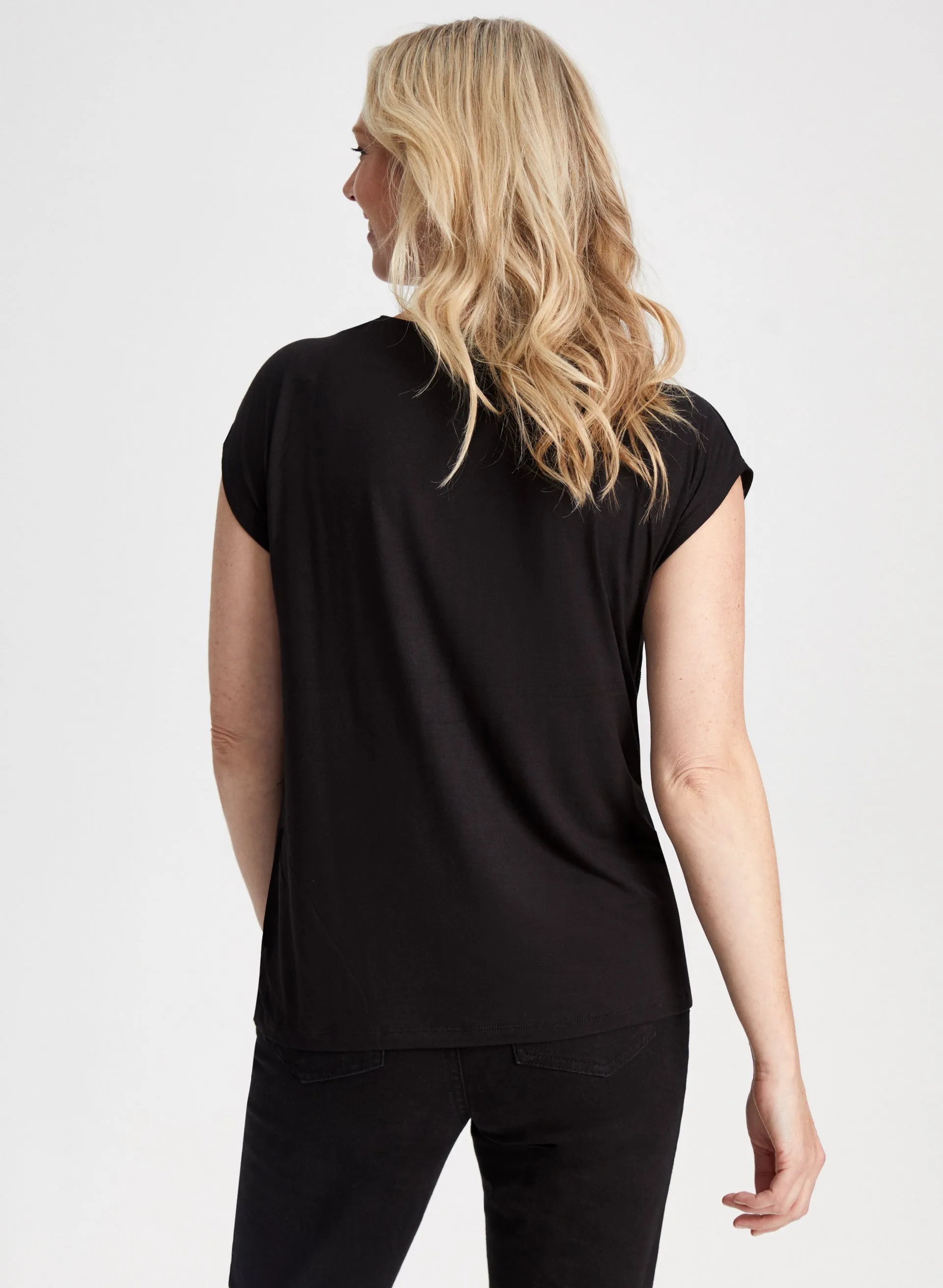 Cap Sleeve Stripe Detail Tee sold by Laura product image thumbnail 4