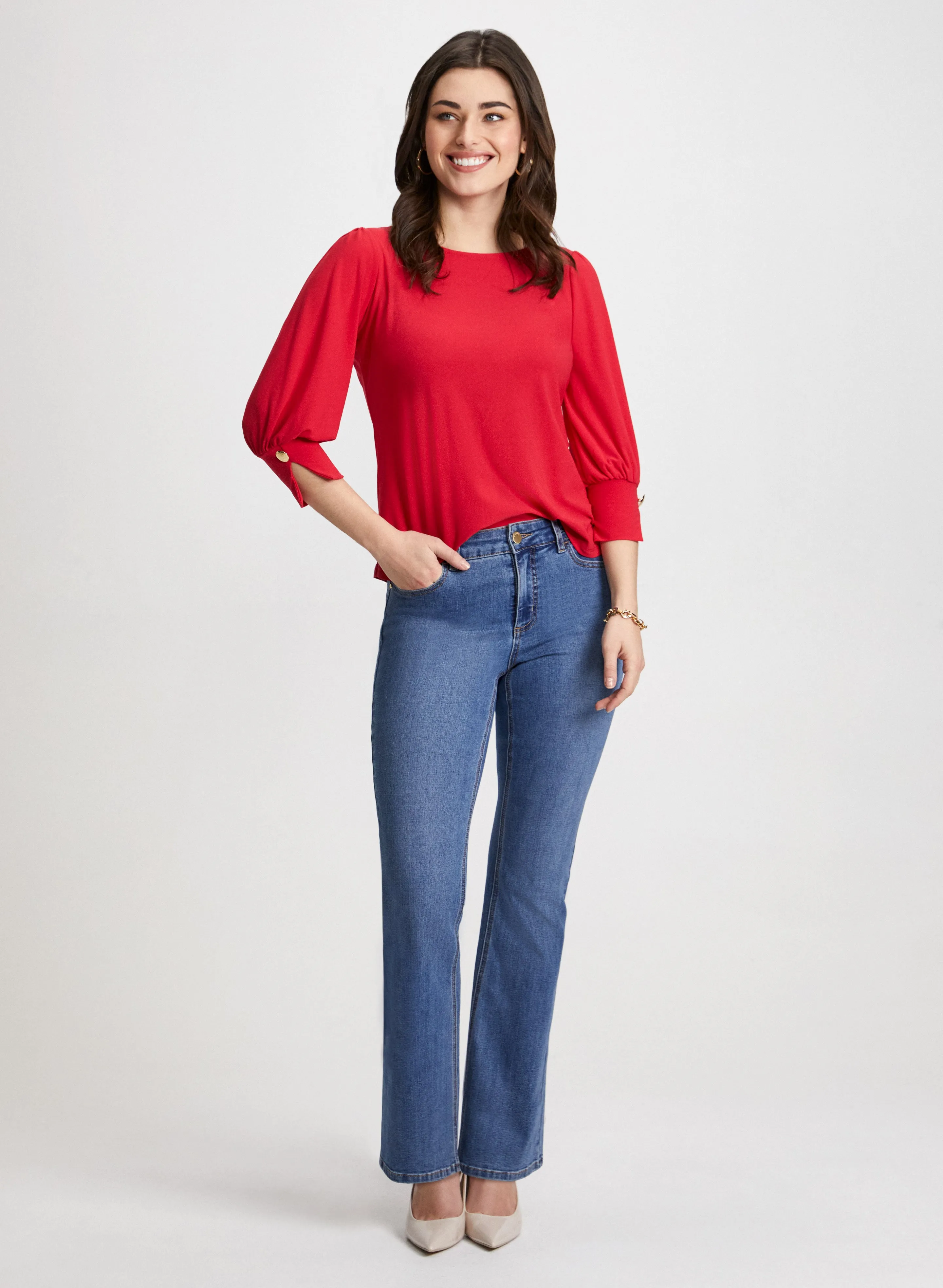 3/4 Sleeve Top & Chain Trim Jeans sold by Laura