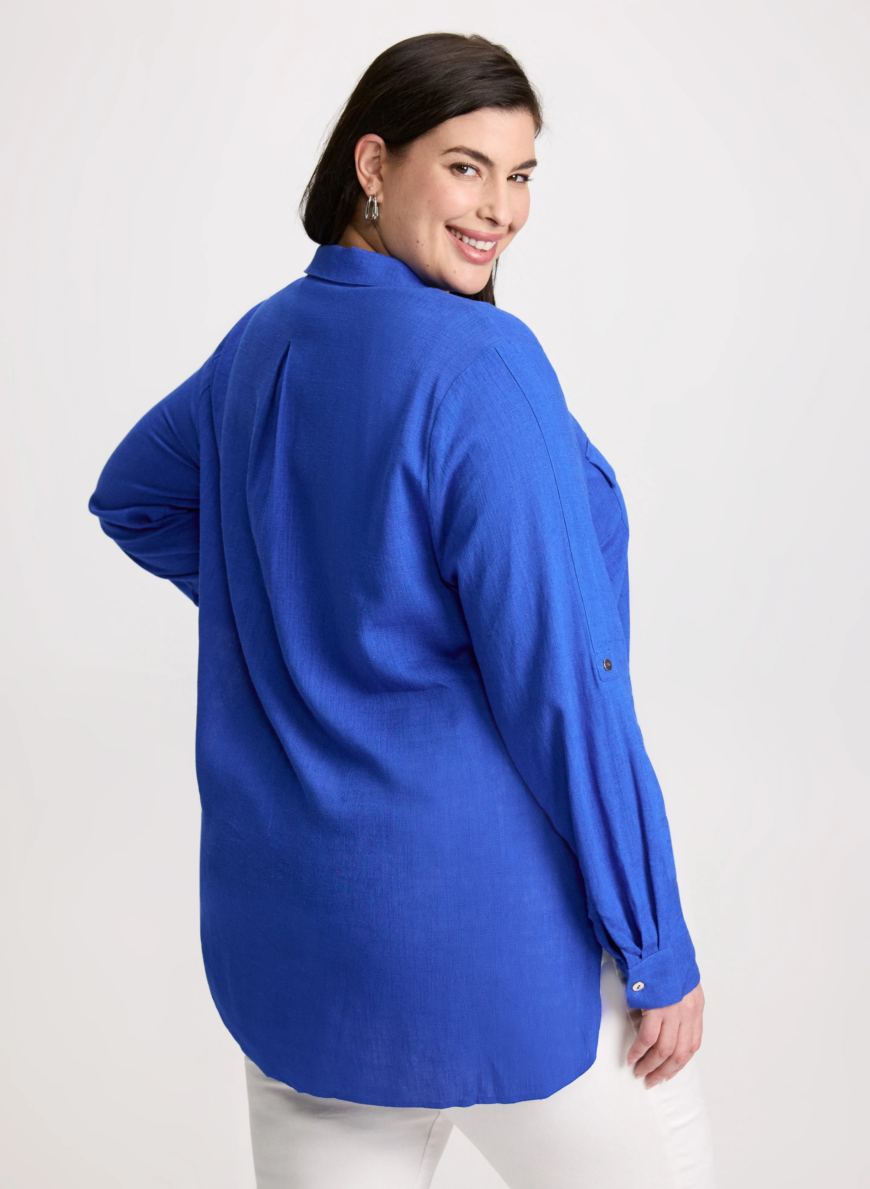 Rolled Sleeves Linen Blend Blouse sold by Laura product image thumbnail 4