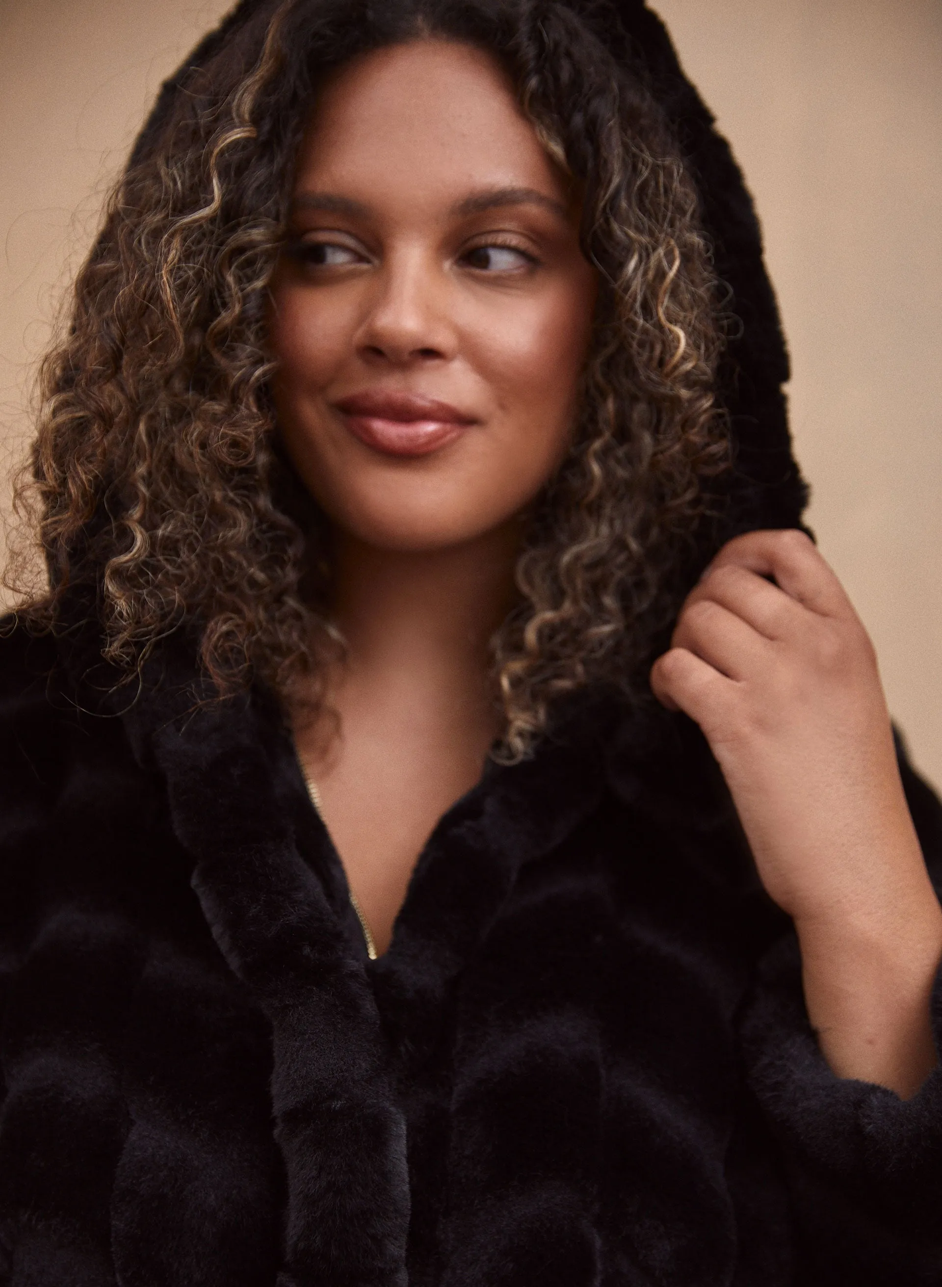 Hooded Faux Fur Coat sold by Laura product image thumbnail 4