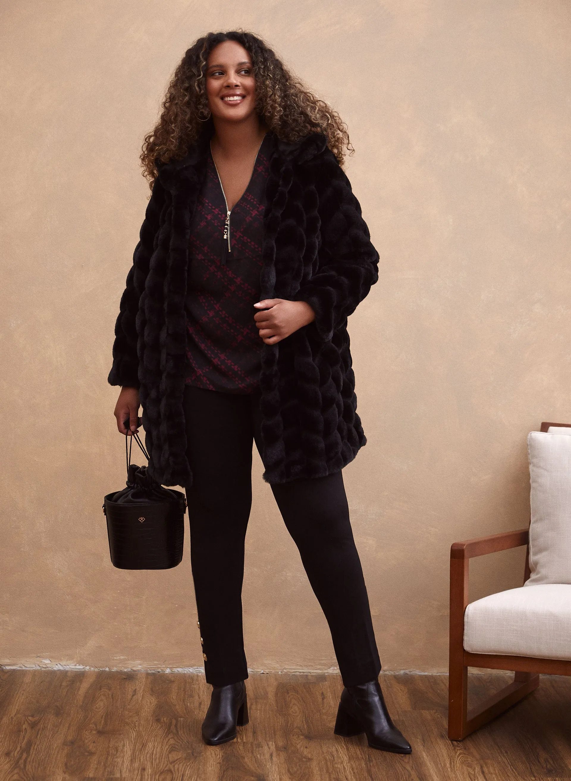 Hooded Faux Fur Coat sold by Laura product image thumbnail 3