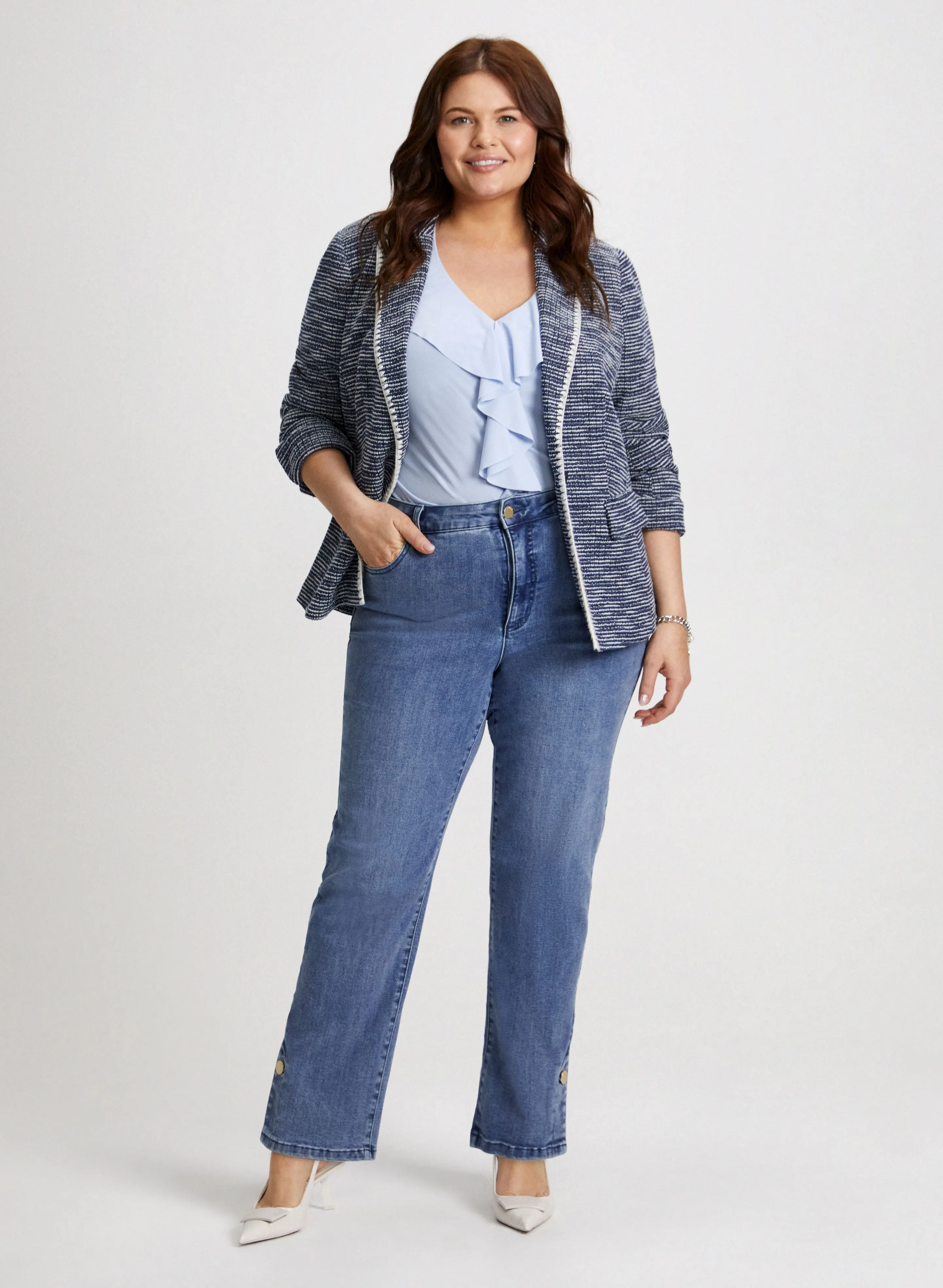 Tweed Jacket & Slit Hem Jeans sold by Laura