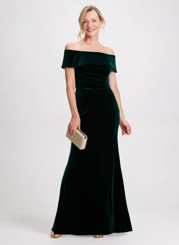 Off-The-Shoulder Velvet Dress sold by Laura