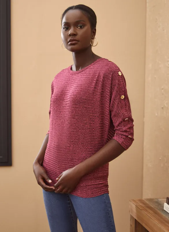 Button Detail Dolman Sleeve Top sold by Laura