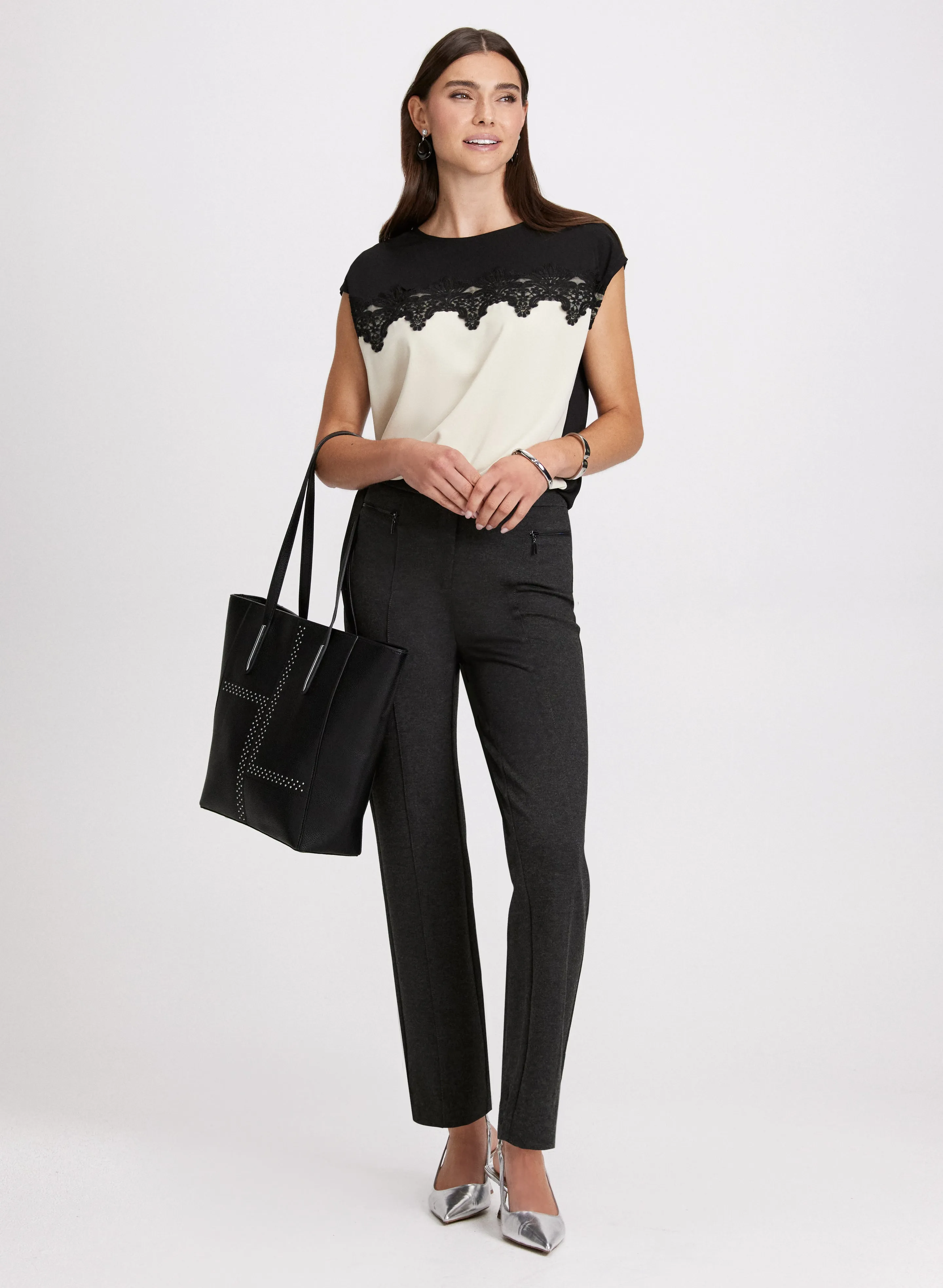 Lace Detail Top & Straight-Leg Pants sold by Laura