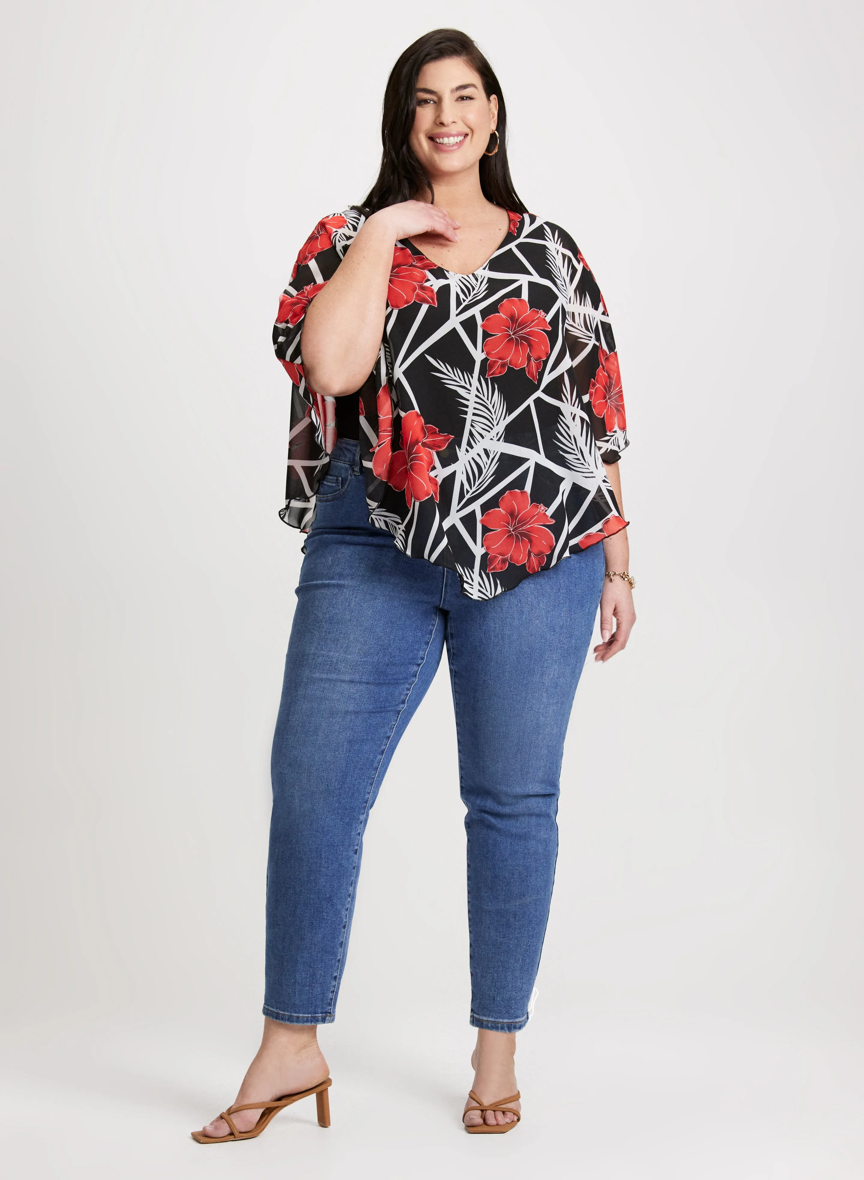 3/4 Sleeve Floral Poncho Blouse sold by Laura product image thumbnail 3