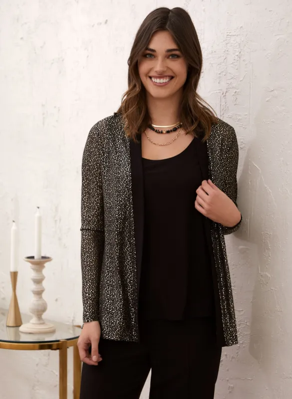 Metallic Detail Open Front Top sold by Laura