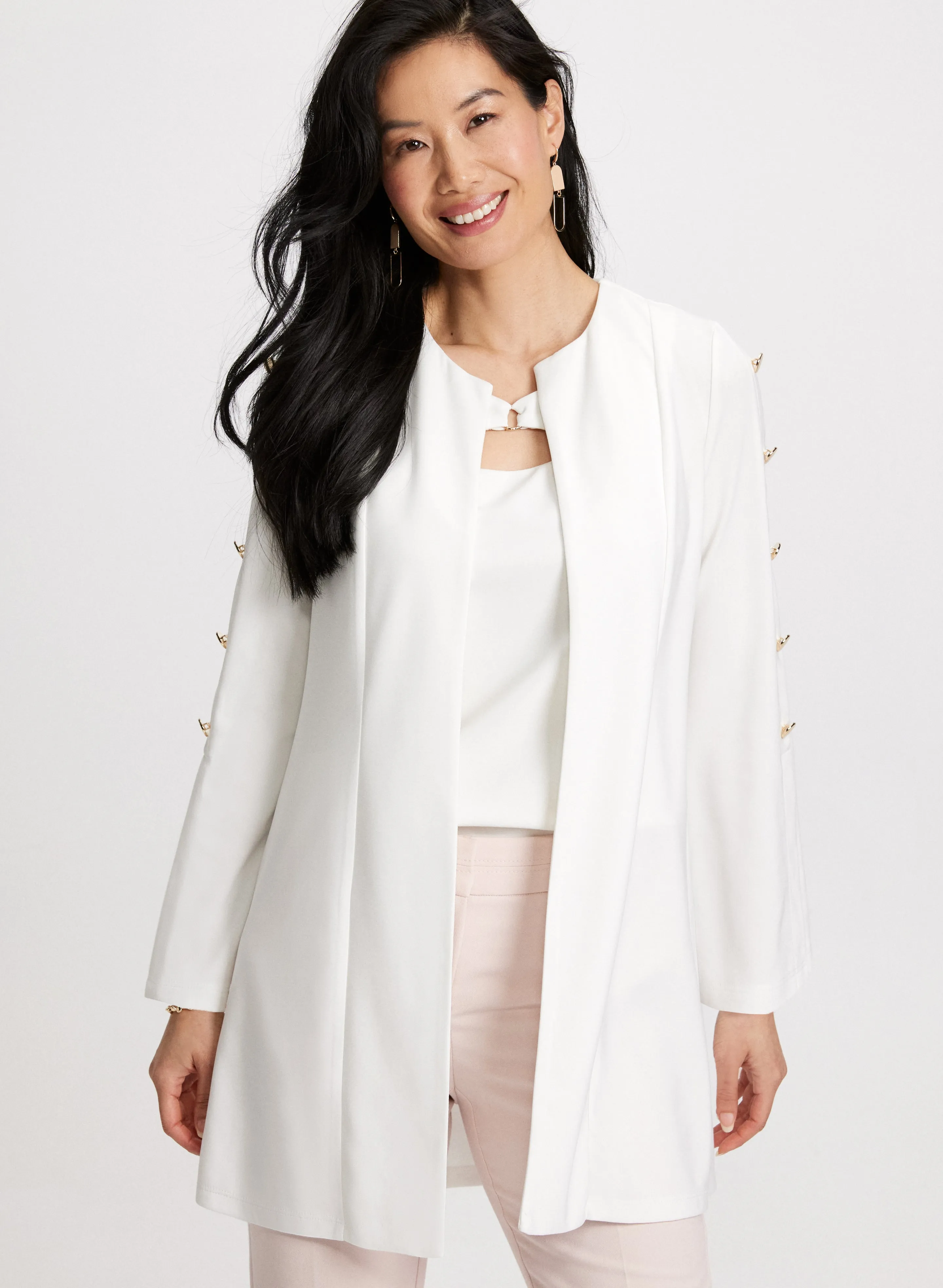 Button Detail Open-Front Top sold by Laura