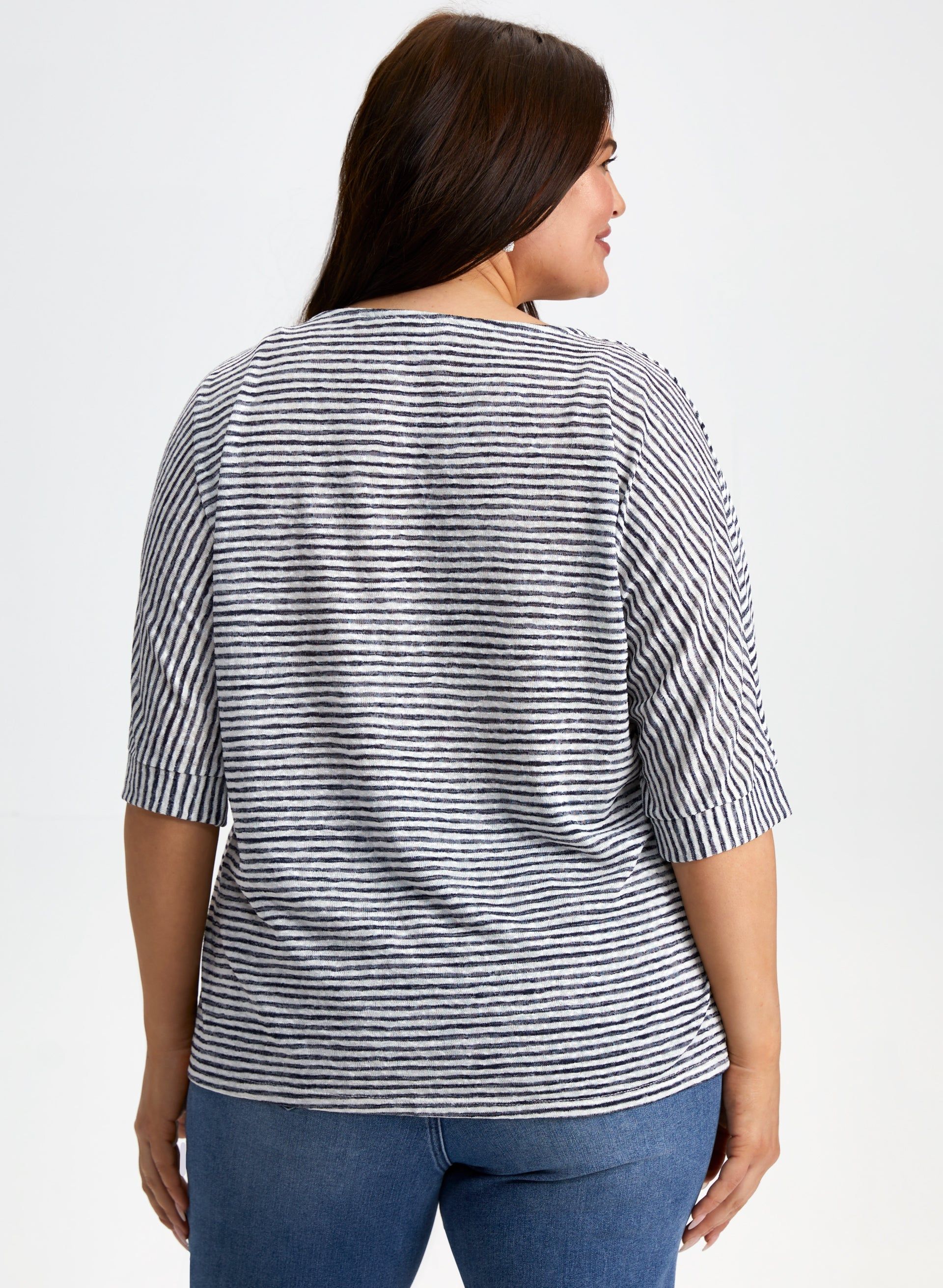 Striped Elbow Sleeve Top sold by Laura product image thumbnail 2