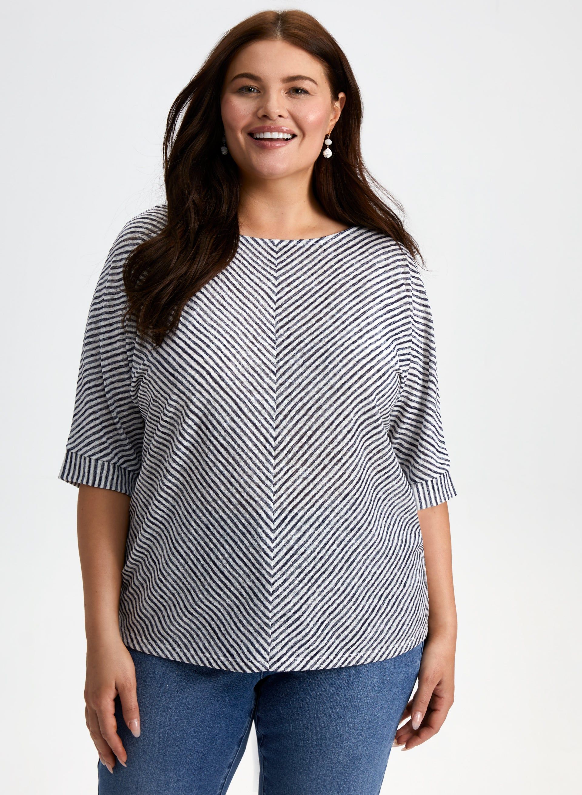 Striped Elbow Sleeve Top sold by Laura product image thumbnail 5