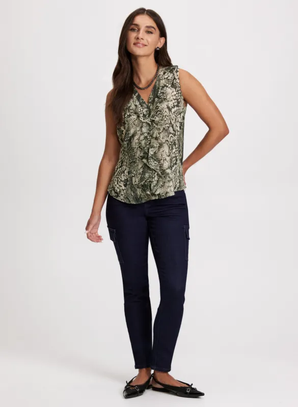 Snake Print Sleeveless Blouse & Cargo Jeans sold by Laura